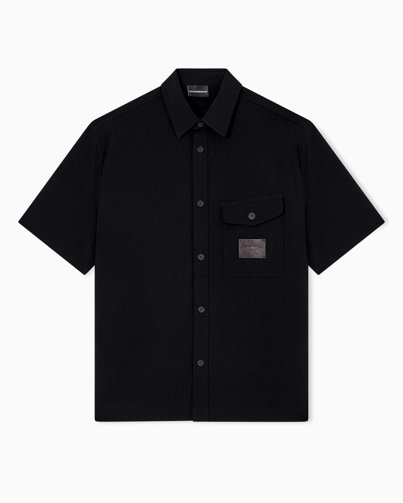 Short-sleeved oversized shirt in nylon seersucker Slide 0