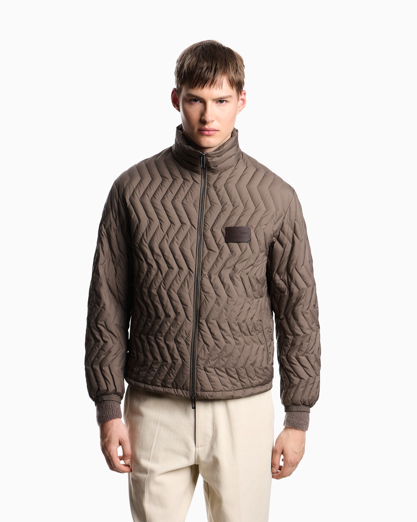 Full-zip down jacket in chevron quilted ripstop nylon Slide 3