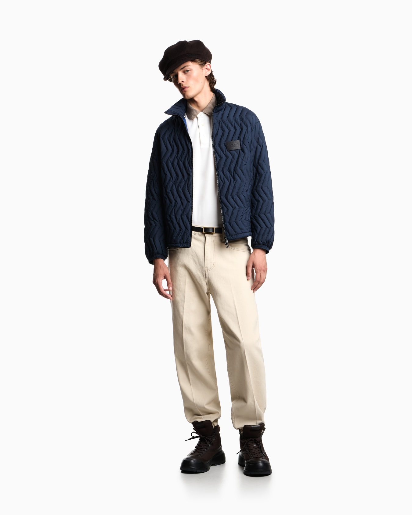 Full-zip down jacket in chevron quilted ripstop nylon Slide 1
