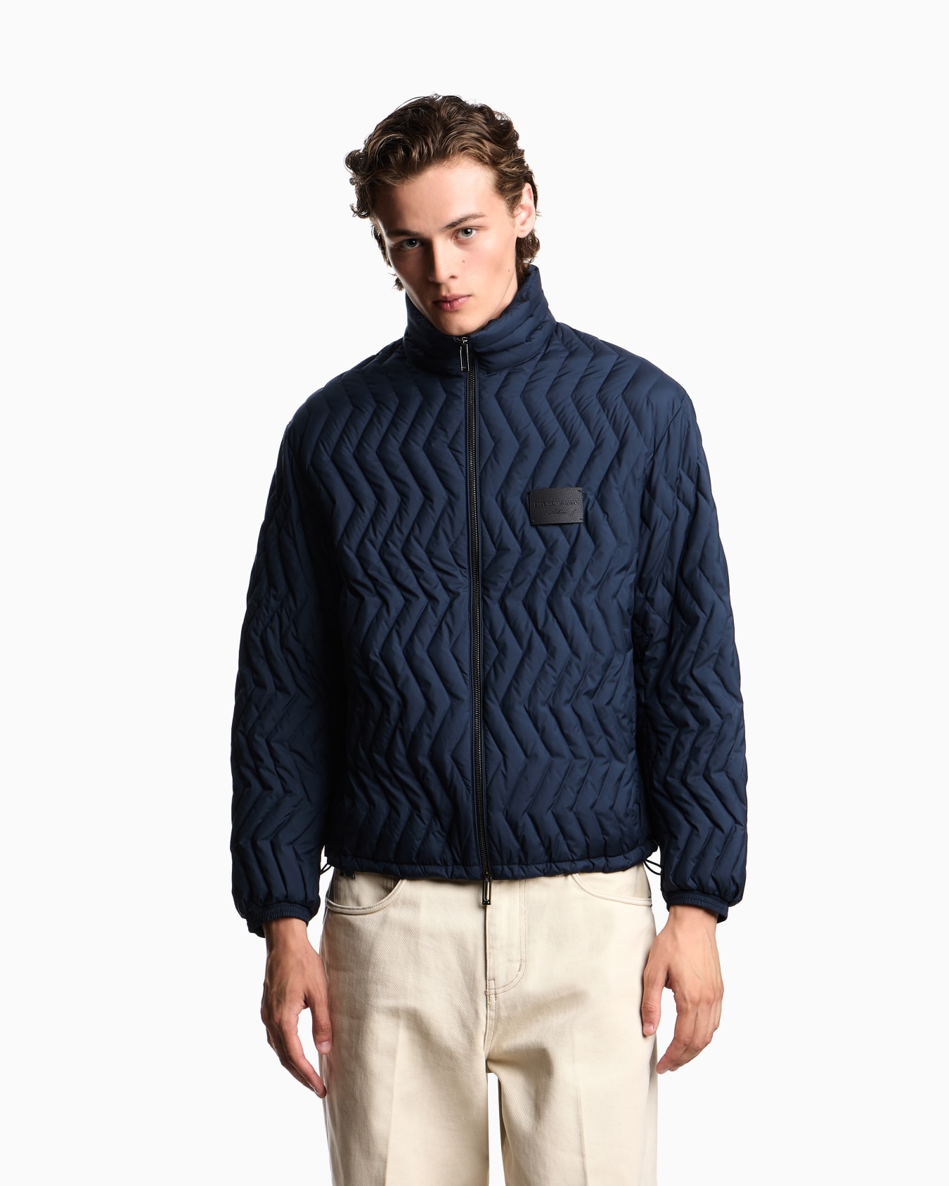 Full-zip down jacket in chevron quilted ripstop nylon Slide 3