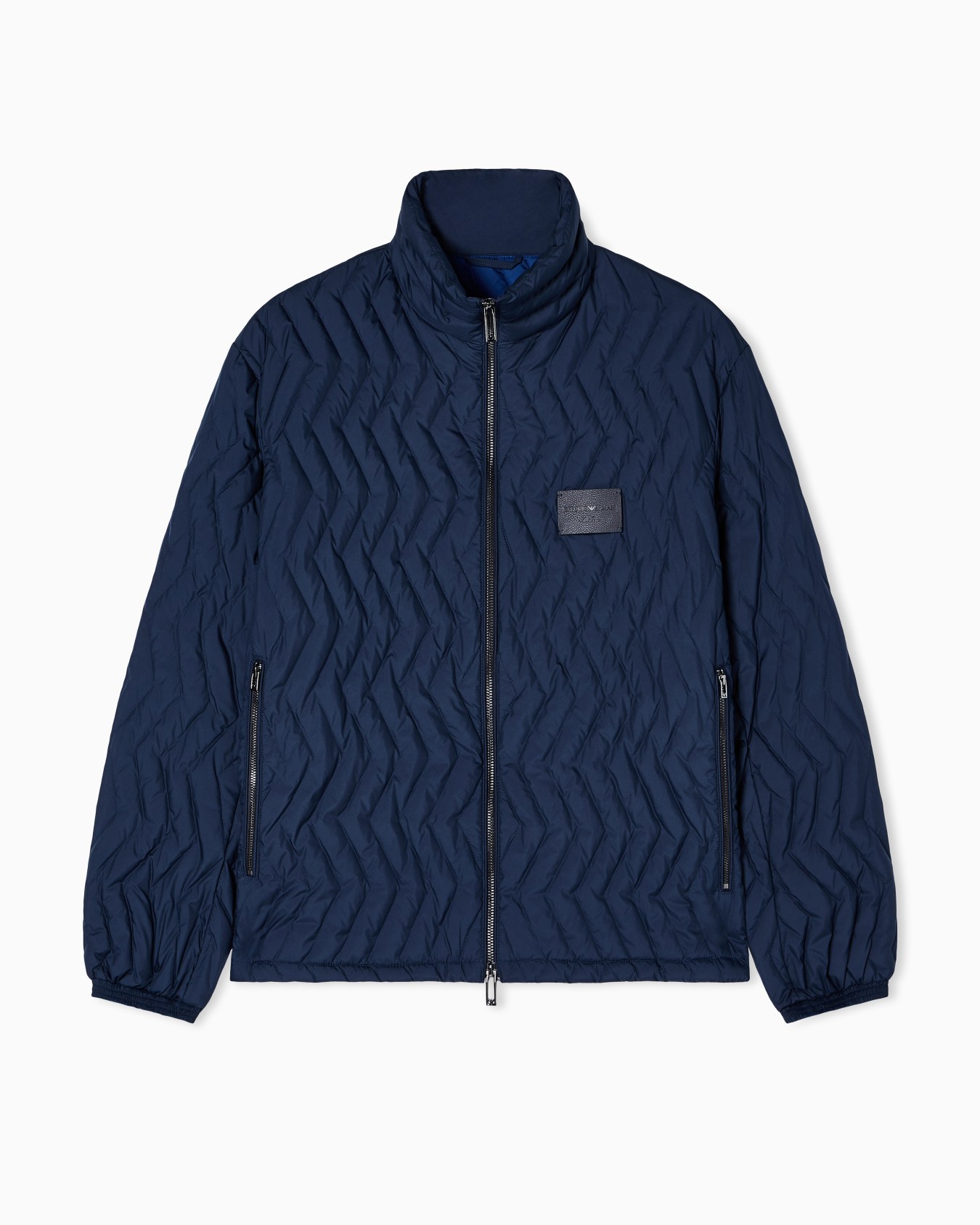 Chaqueta de plumas con cremallera completa en nailon ripstop con estampado de chevrón matelassé Diapositiva 0