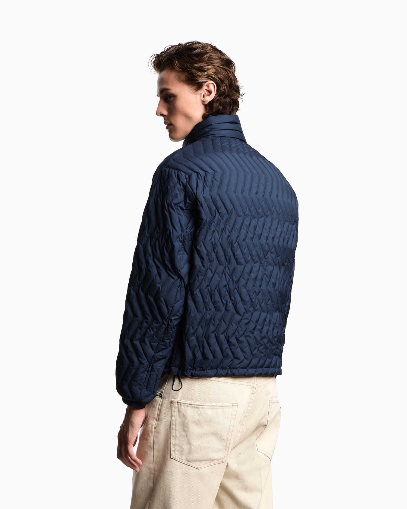 Full-zip down jacket in chevron quilted ripstop nylon Slide 2