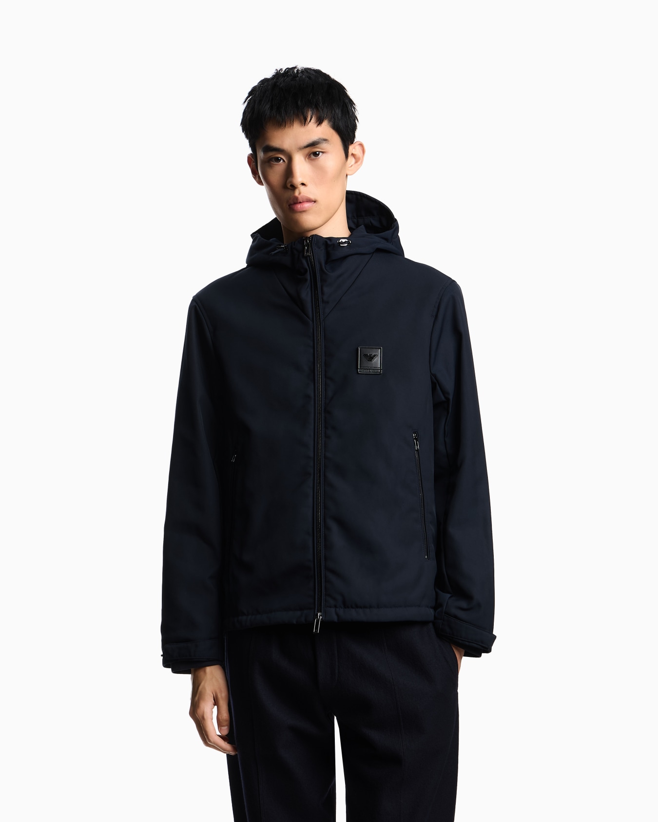 Nylon jacket with hood and visor Slide 3