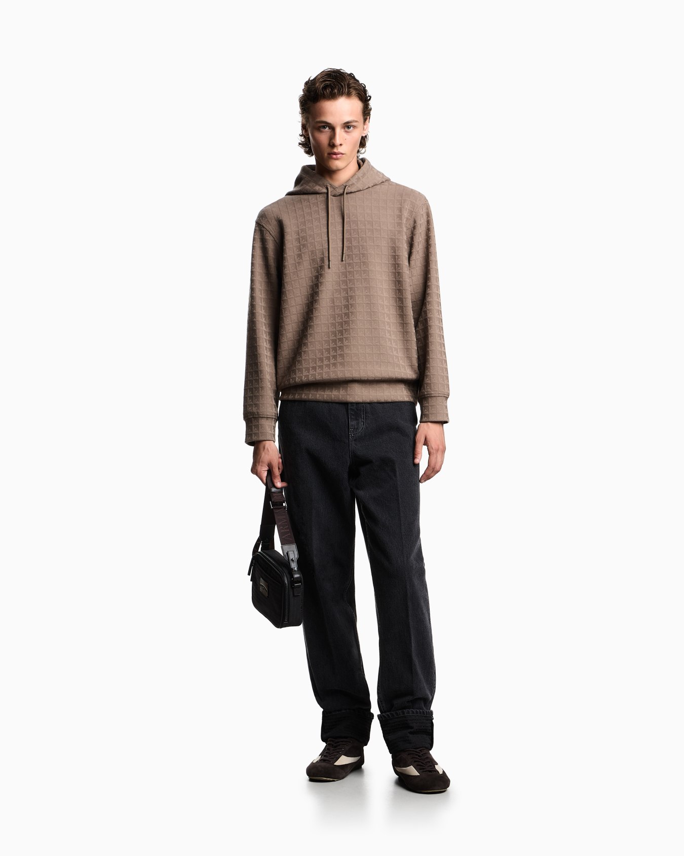 ASV Lyocell-blend jacquard jersey hooded sweatshirt with repeated eagle motif Slide 1