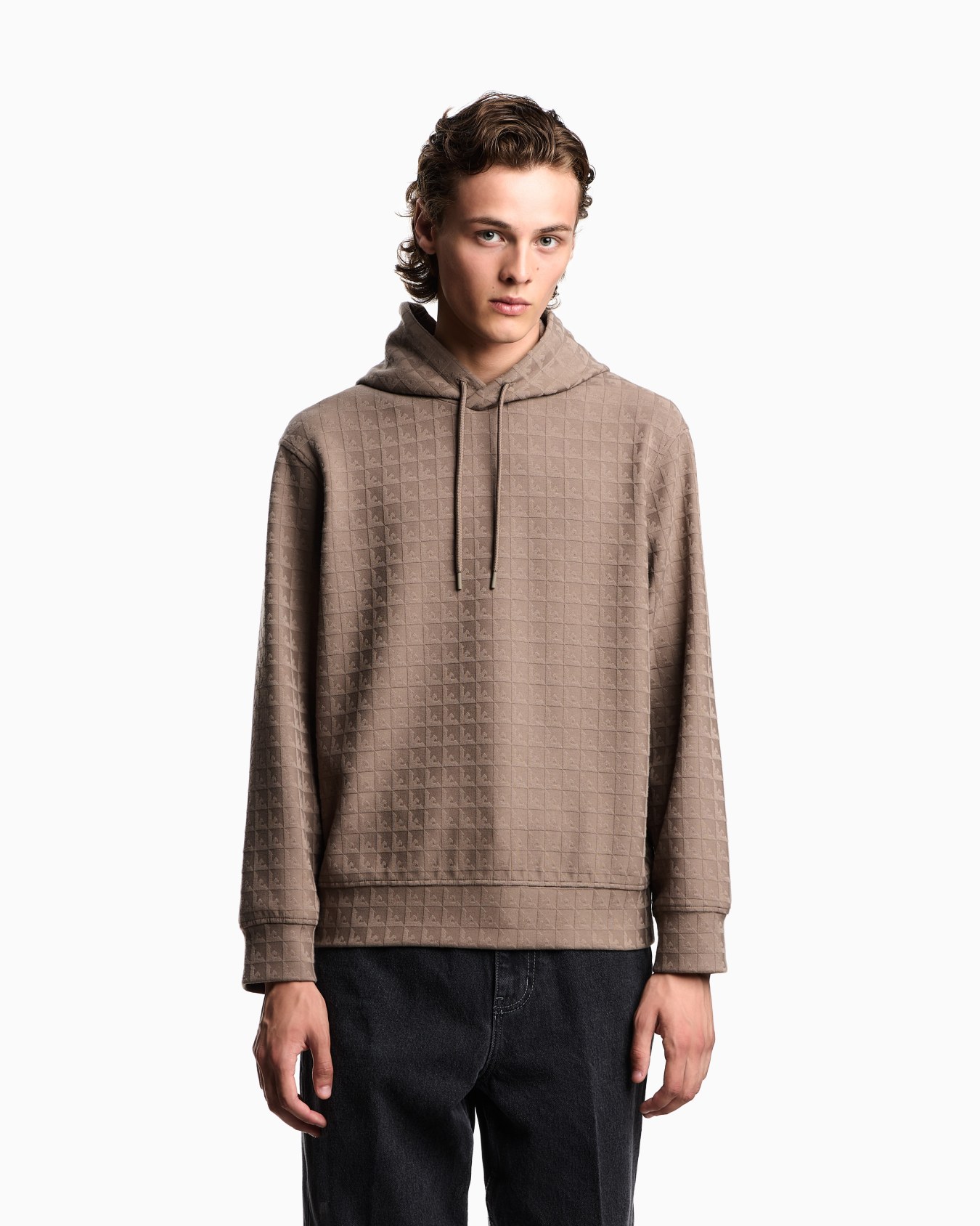 ASV Lyocell-blend jacquard jersey hooded sweatshirt with repeated eagle motif Slide 3