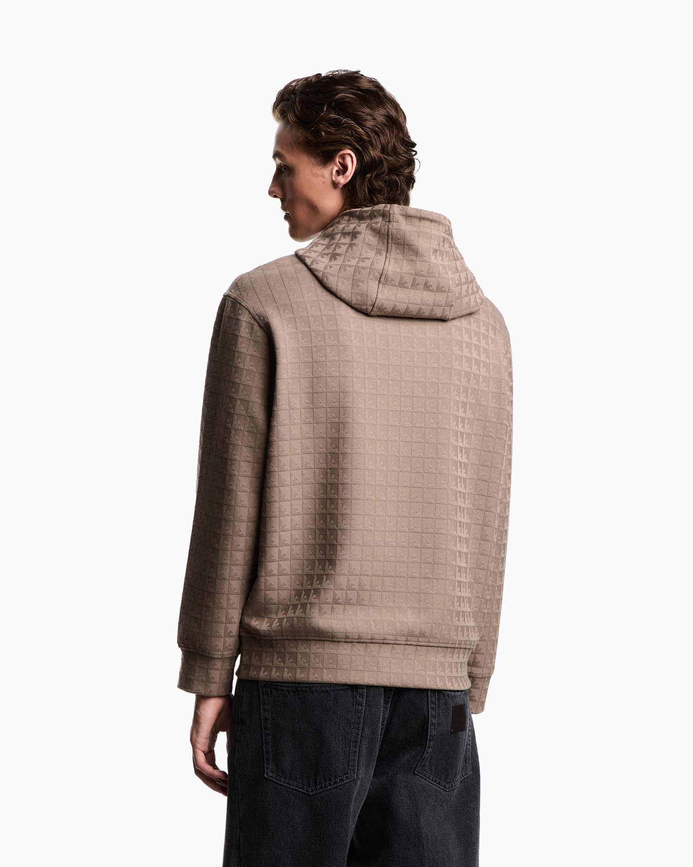 ASV Lyocell-blend jacquard jersey hooded sweatshirt with repeated eagle motif Slide 2