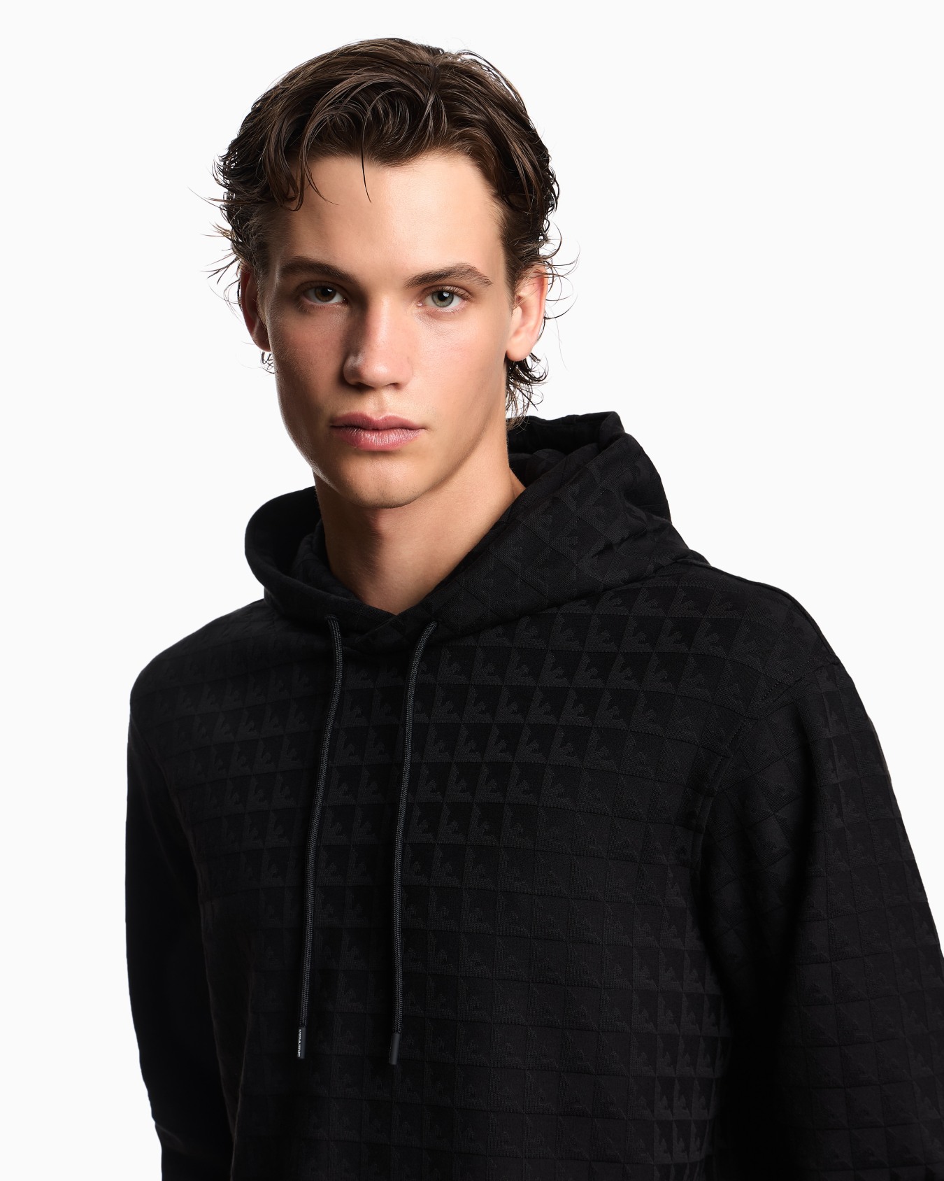 Sudadera con capucha de punto de mezcla de lyocell con águilas repetidas y motivo en tejido jacquard ASV Diapositiva 4