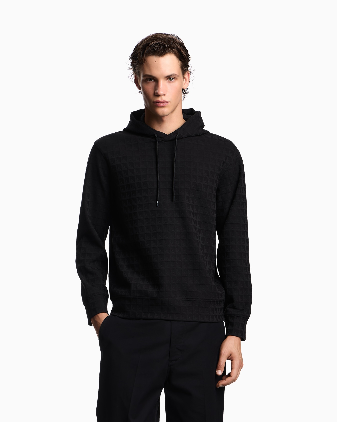 Sudadera con capucha de punto de mezcla de lyocell con águilas repetidas y motivo en tejido jacquard ASV Diapositiva 3