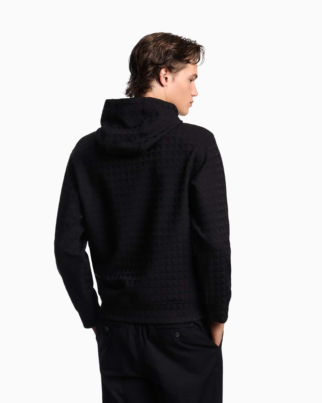 Sudadera con capucha de punto de mezcla de lyocell con águilas repetidas y motivo en tejido jacquard ASV Diapositiva 2