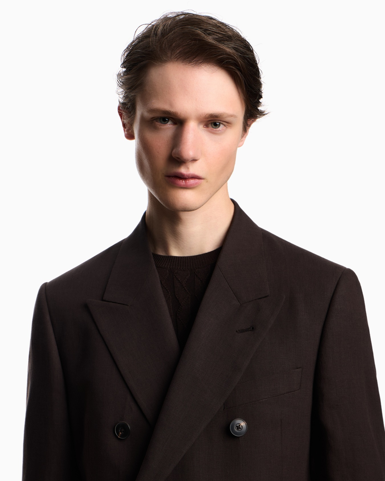 Double-breasted blazer in pure linen Slide 4