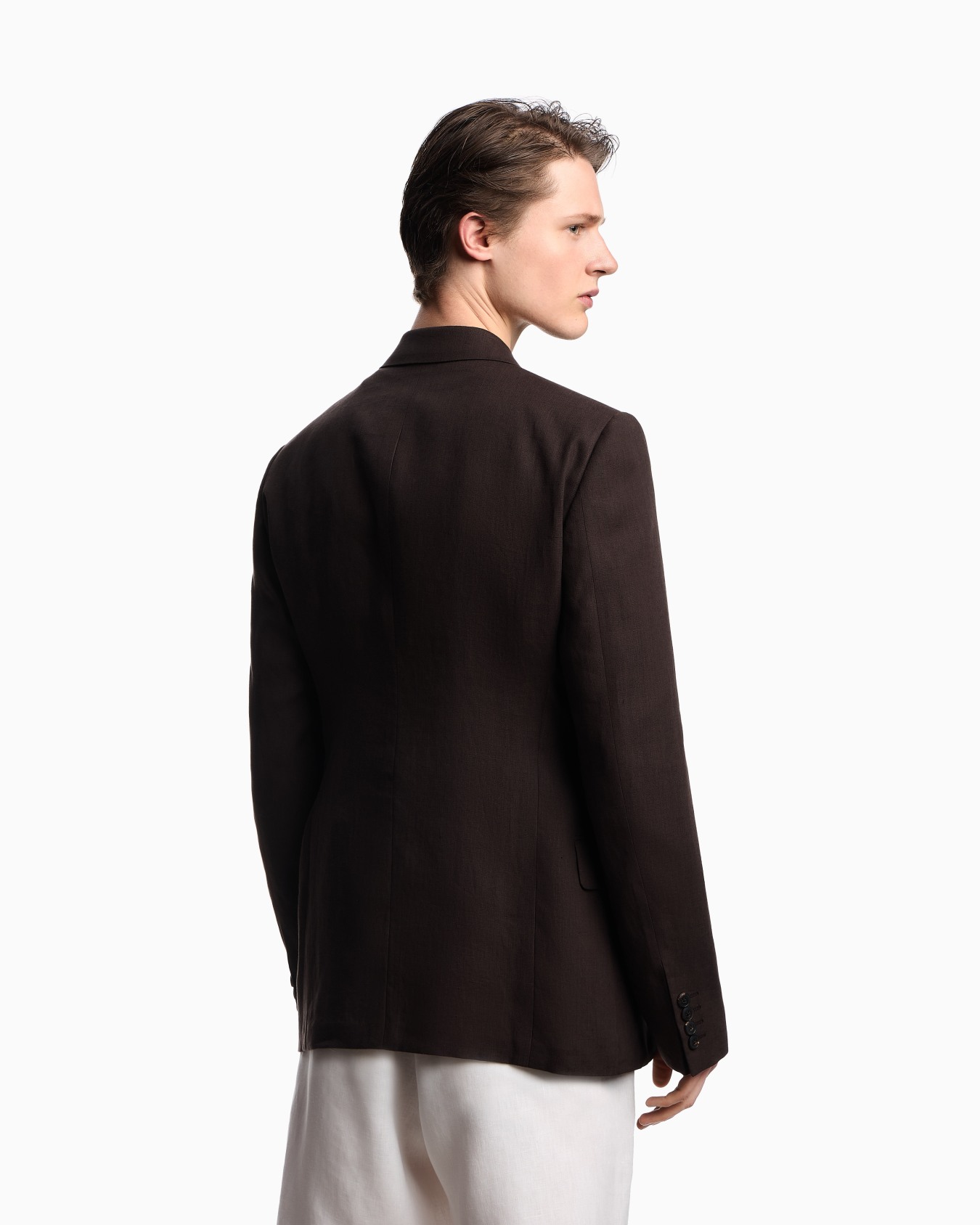 Double-breasted blazer in pure linen Slide 2
