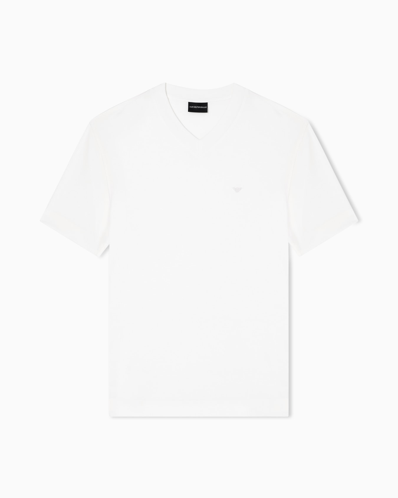 Modal jersey V-neck T-shirt with micro eagle embroidery Slide 0