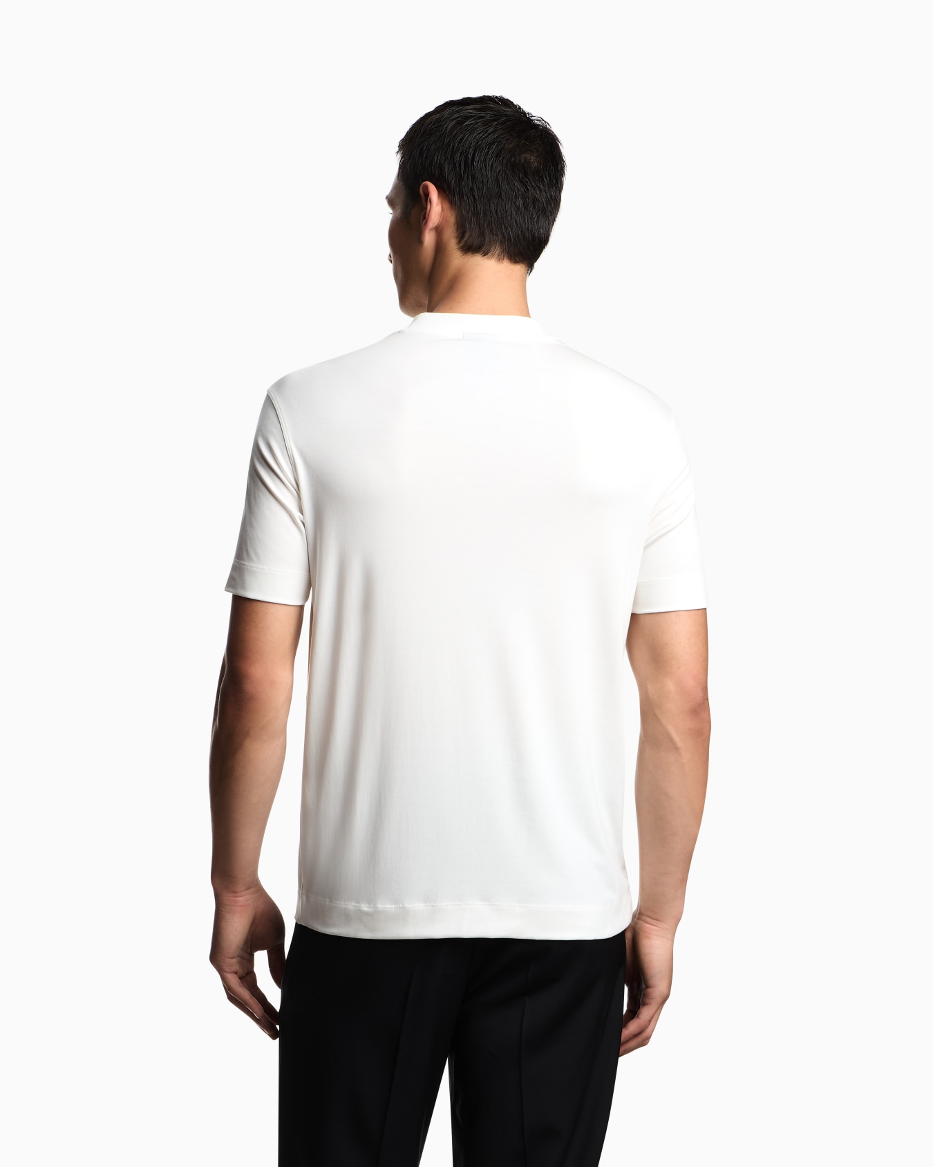 Modal jersey V-neck T-shirt with micro eagle embroidery Slide 2