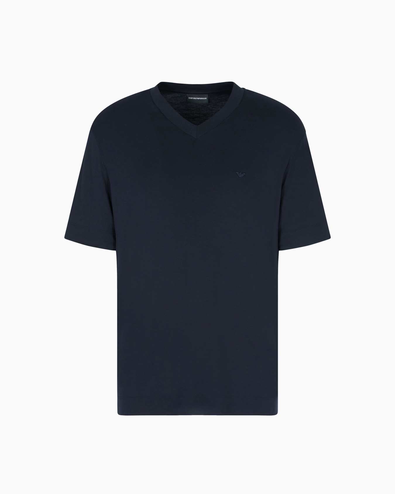 Modal jersey V-neck T-shirt with micro eagle embroidery Slide 0