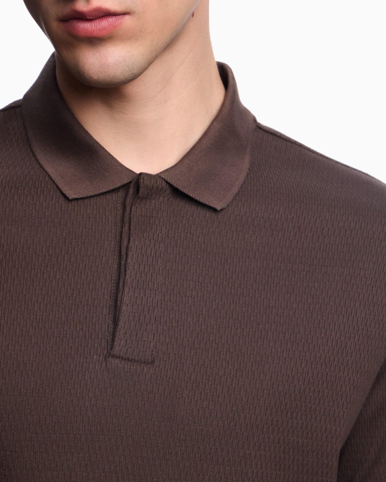 Jersey polo shirt with vertical jacquard motif Slide 4