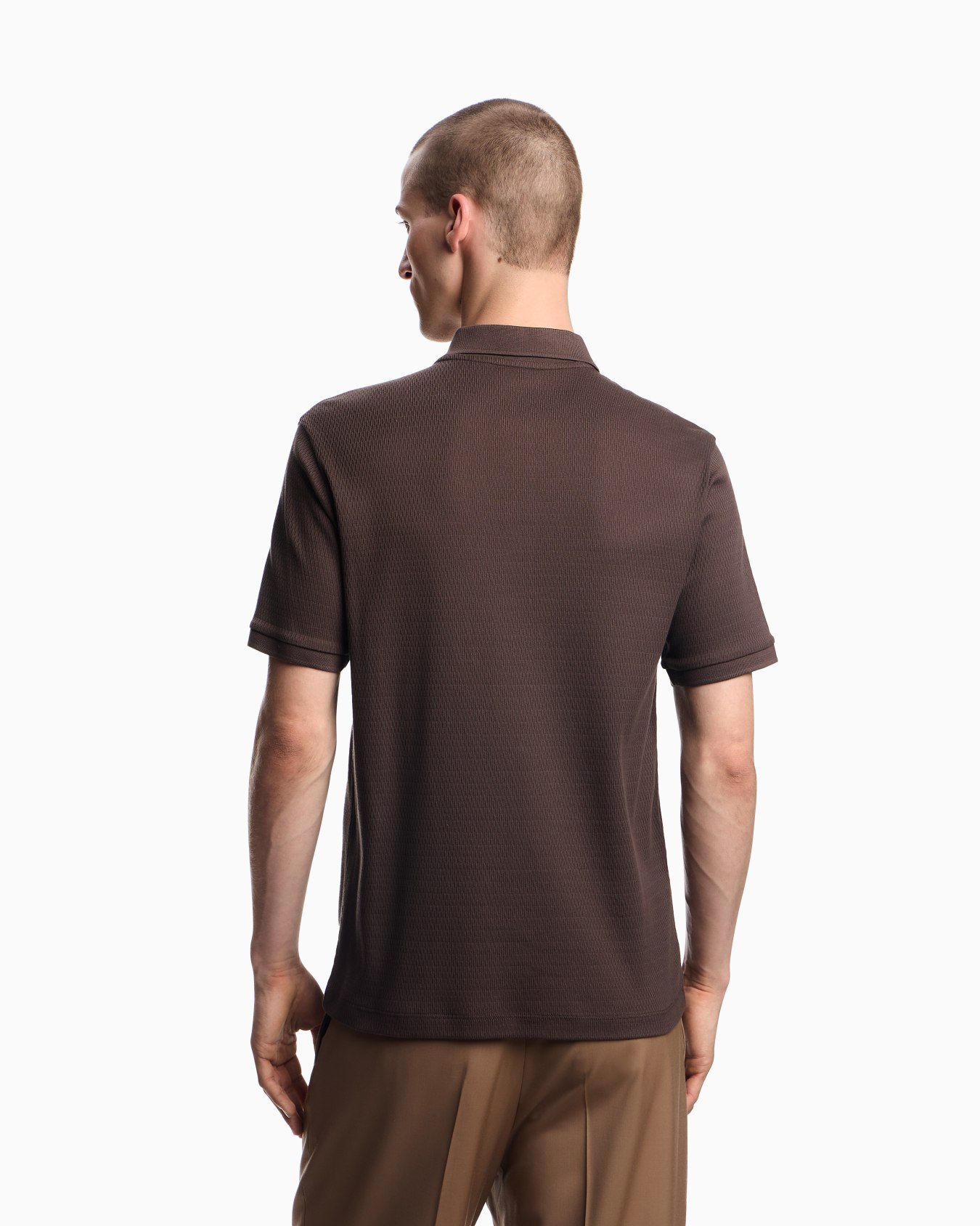 Jersey polo shirt with vertical jacquard motif Slide 2