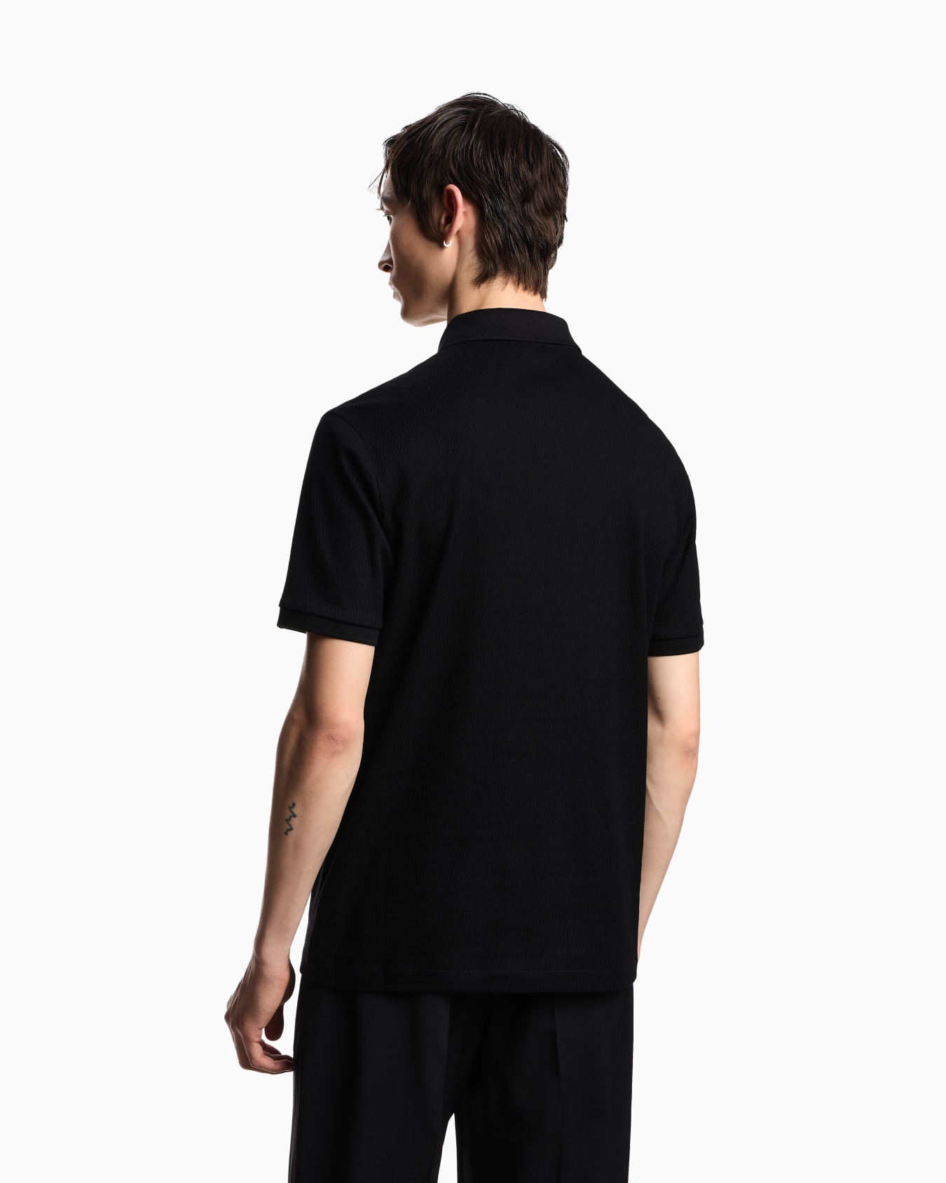 Jersey polo shirt with vertical jacquard motif Slide 2