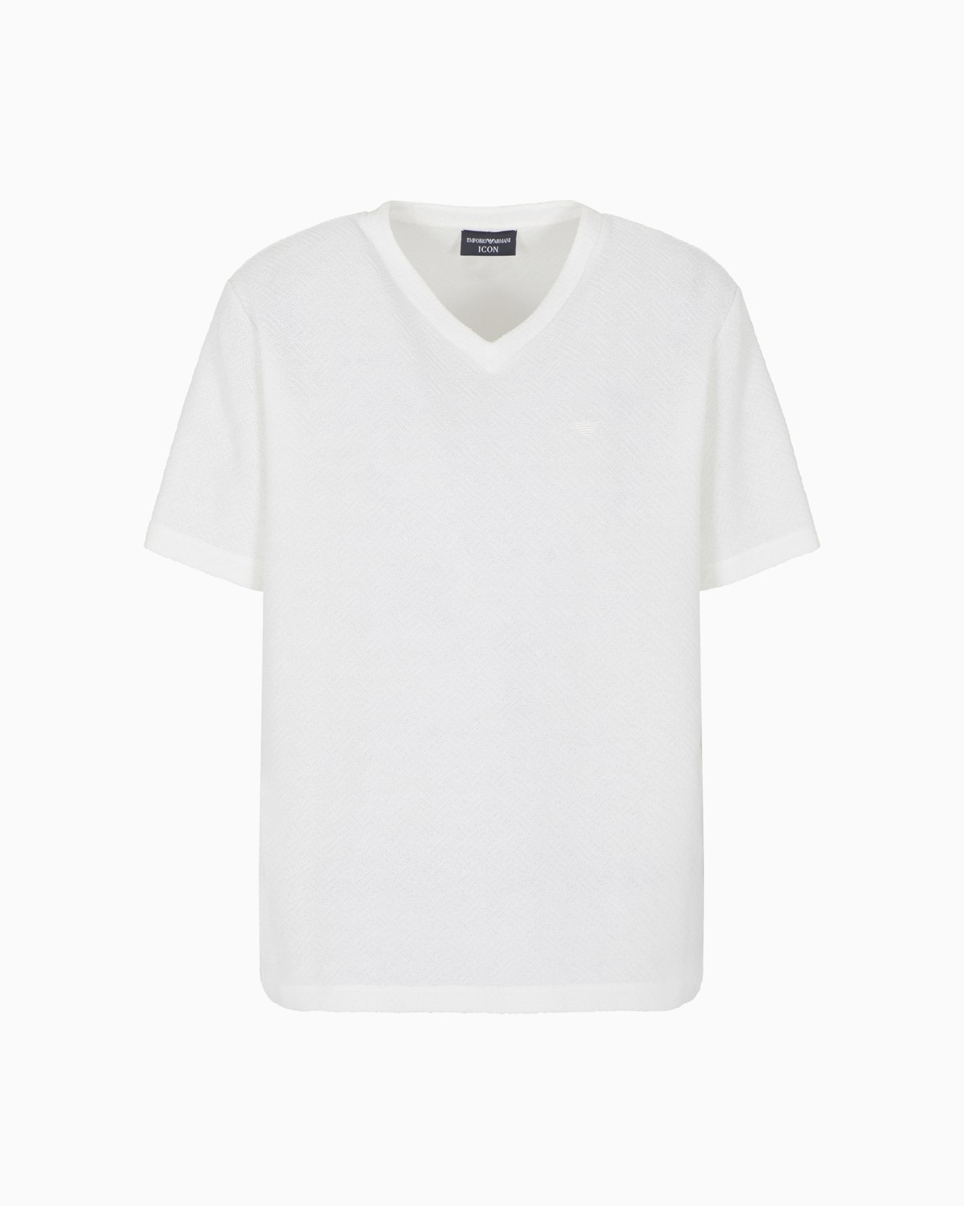 Icon yarn-dyed jacquard jersey V-neck T-shirt Slide 0