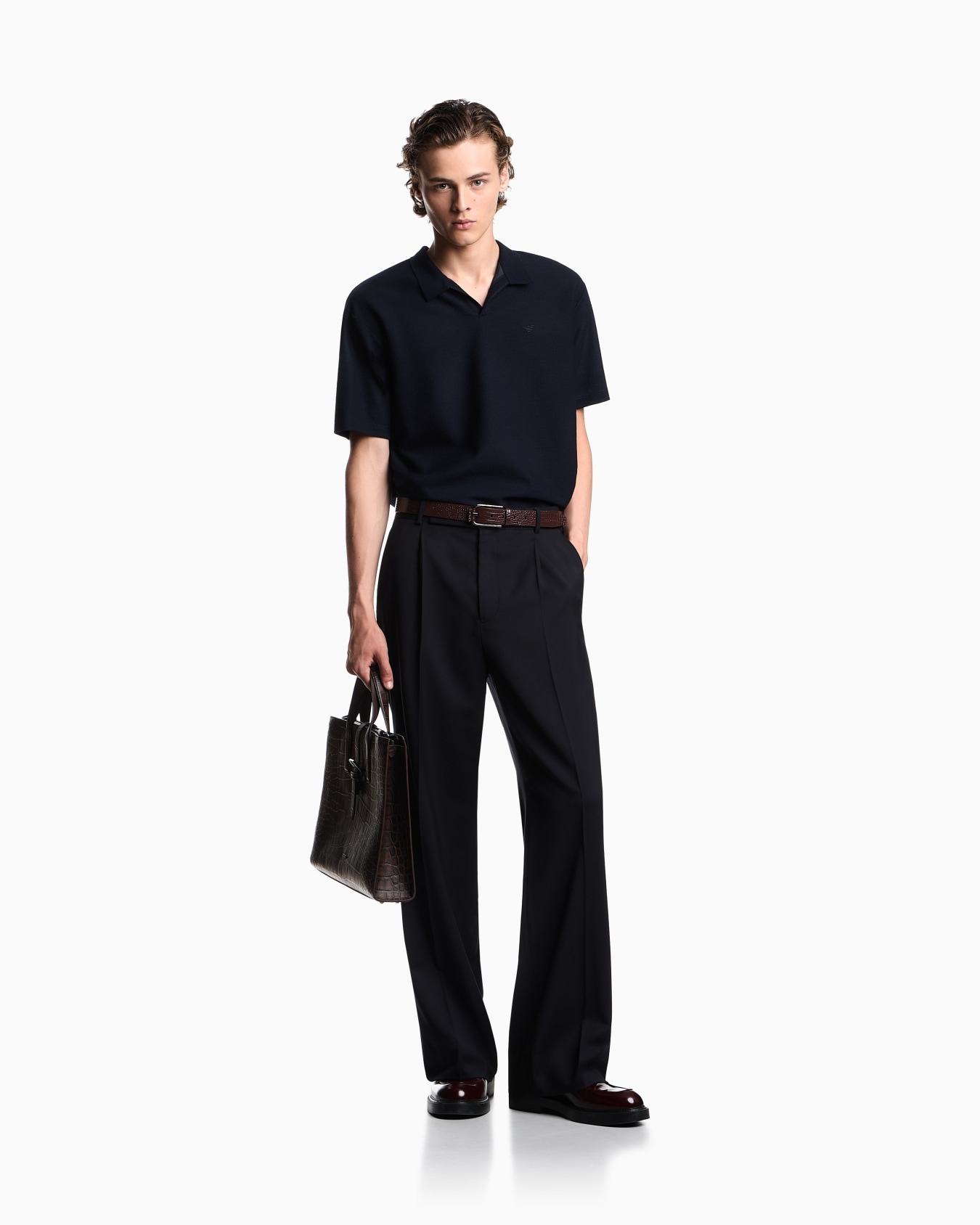 Icon polo shirt in yarn-dyed jacquard jersey Slide 1