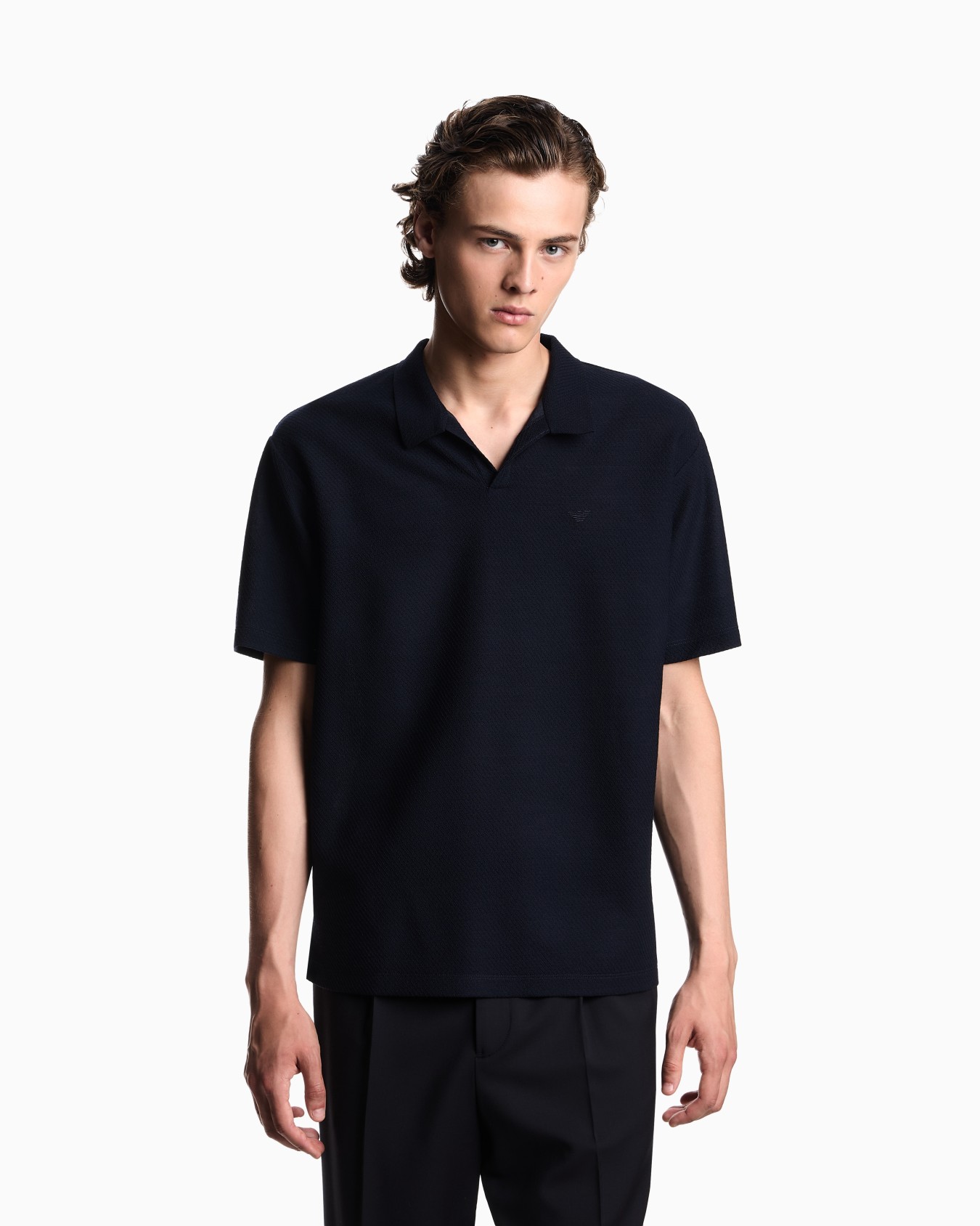 Icon polo shirt in yarn-dyed jacquard jersey Slide 3