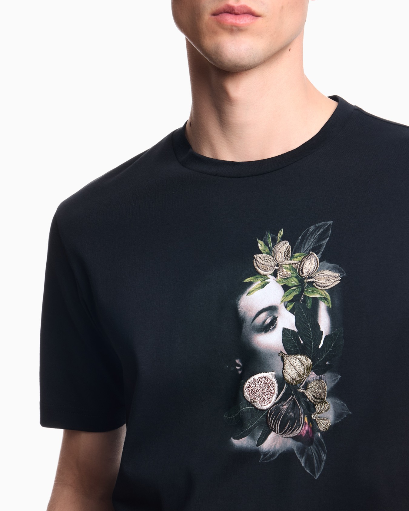ASV jersey T-shirt with embroidery and print of a woman and foliage Slide 4