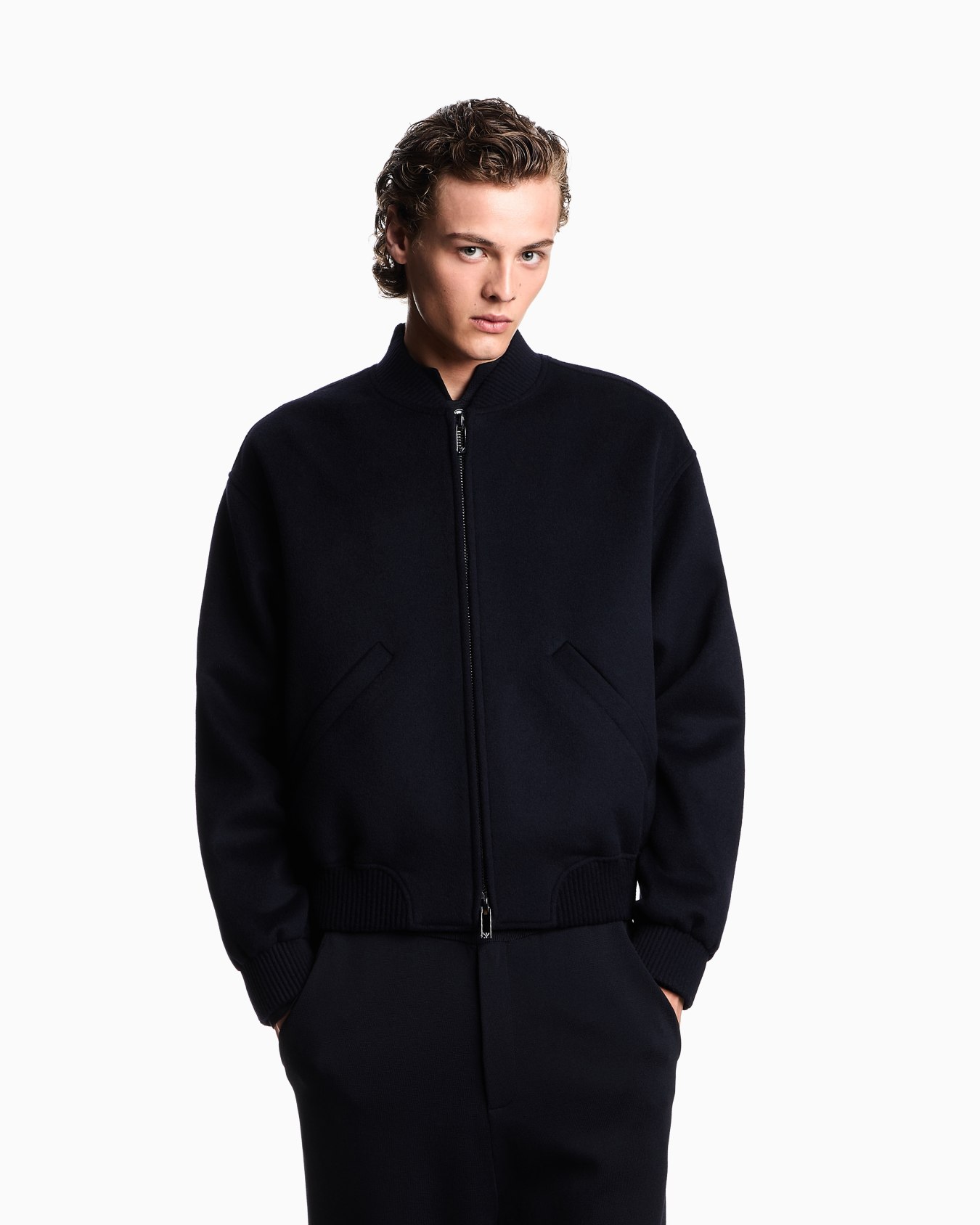 Blouson avec fermeture zippée en tissu de laine vierge Icon Diapositive 3