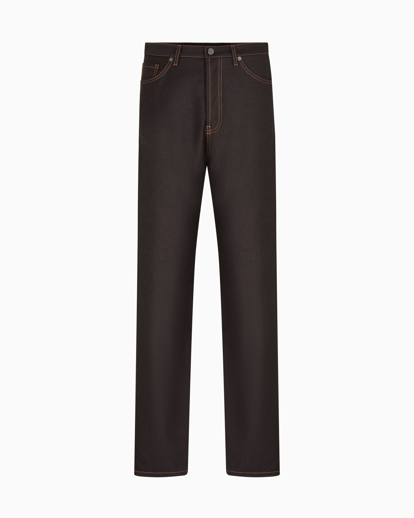 Five-pocket trousers in denim-effect virgin-wool flannel Slide 0