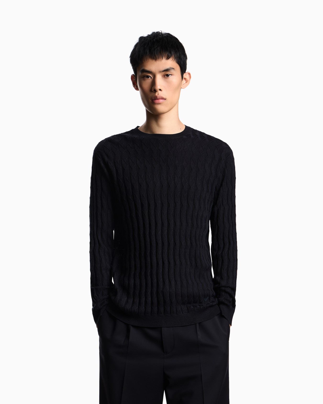ASV Lyocell-blend jumper in an embossed, patterned stitch Slide 3