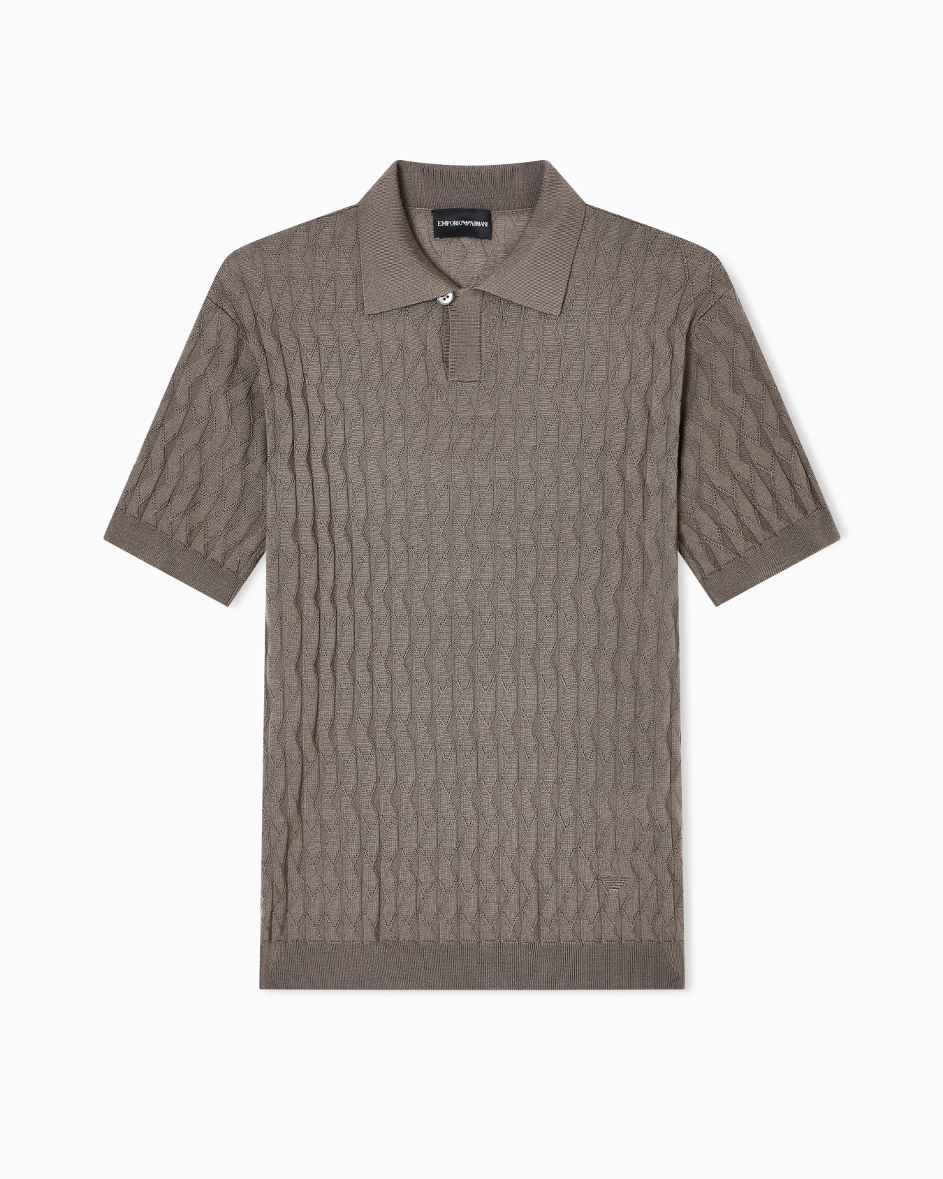 ASV Lyocell-blend jumper with polo-shirt collar in an embossed, patterned stitch Slide 0