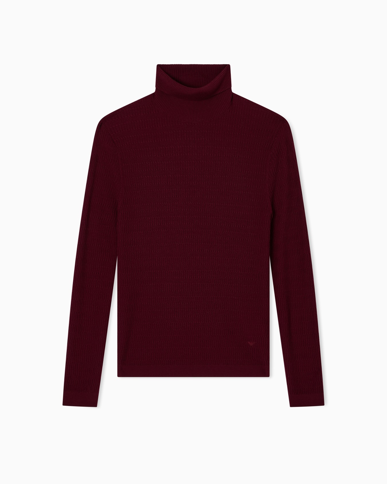 Pull à col roulé en laine vierge point mousse avec torsades Diapositive 0