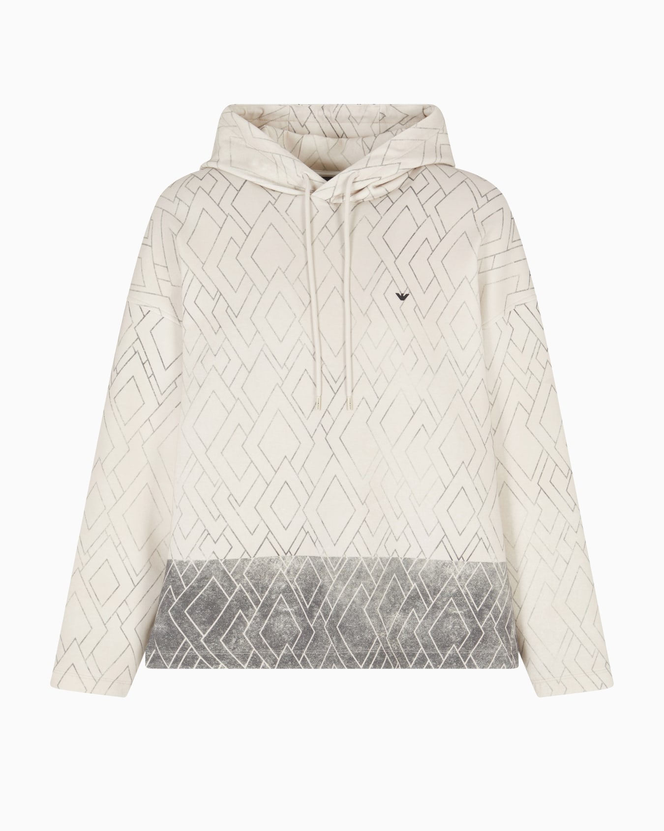 ASV sweatshirt in double jersey with hood and all-over diamond print Slide 0