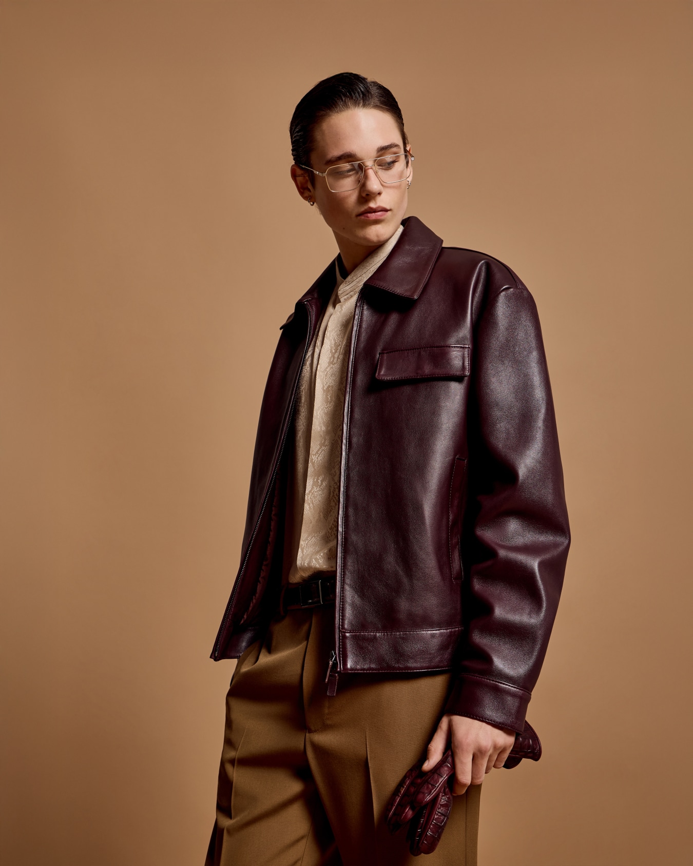 Blouson in nappa di agnello plongé Slide 6
