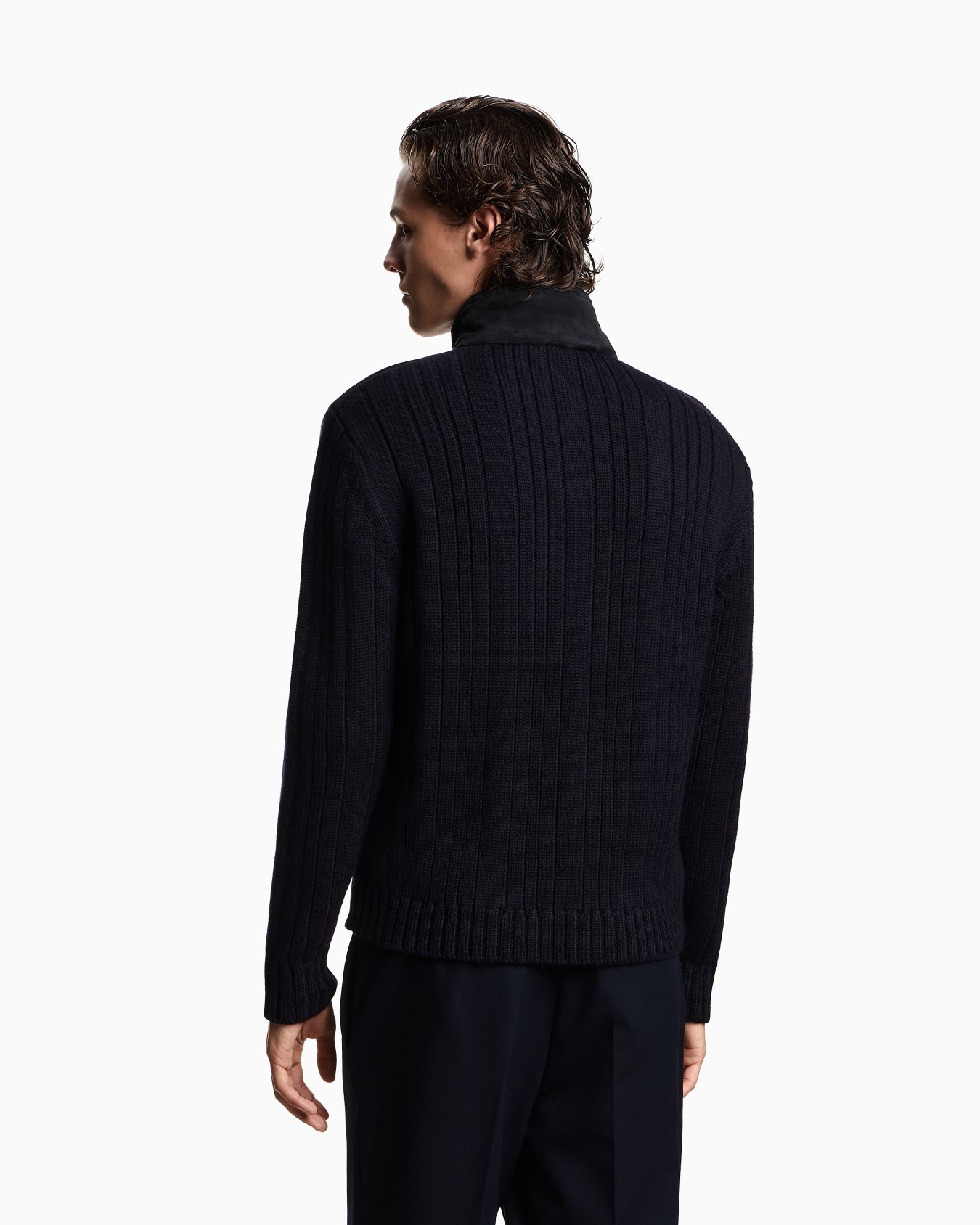 Suede and wool-blend knit blouson Slide 2