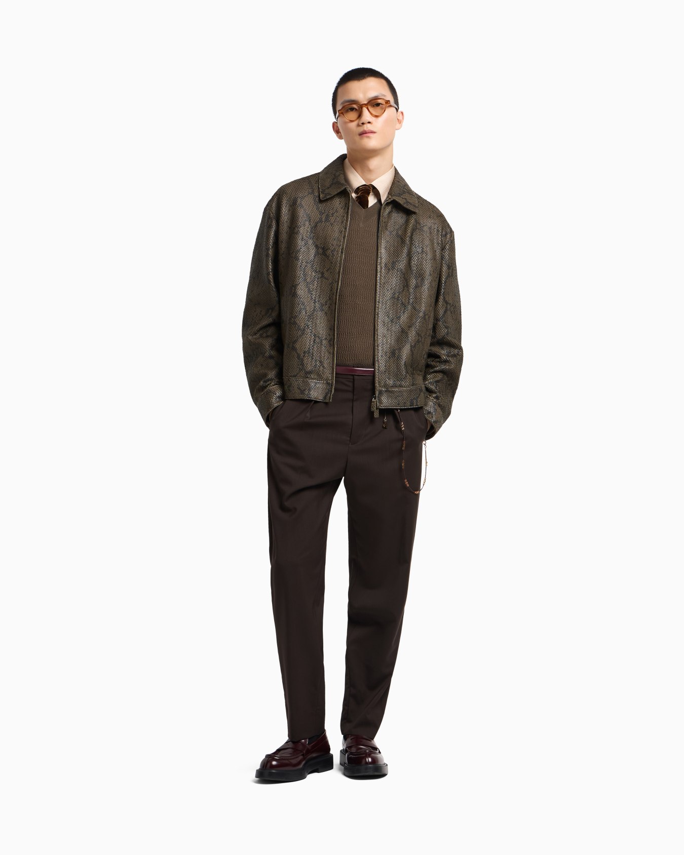 Blouson in nappa di agnello stampa pitone Slide 2