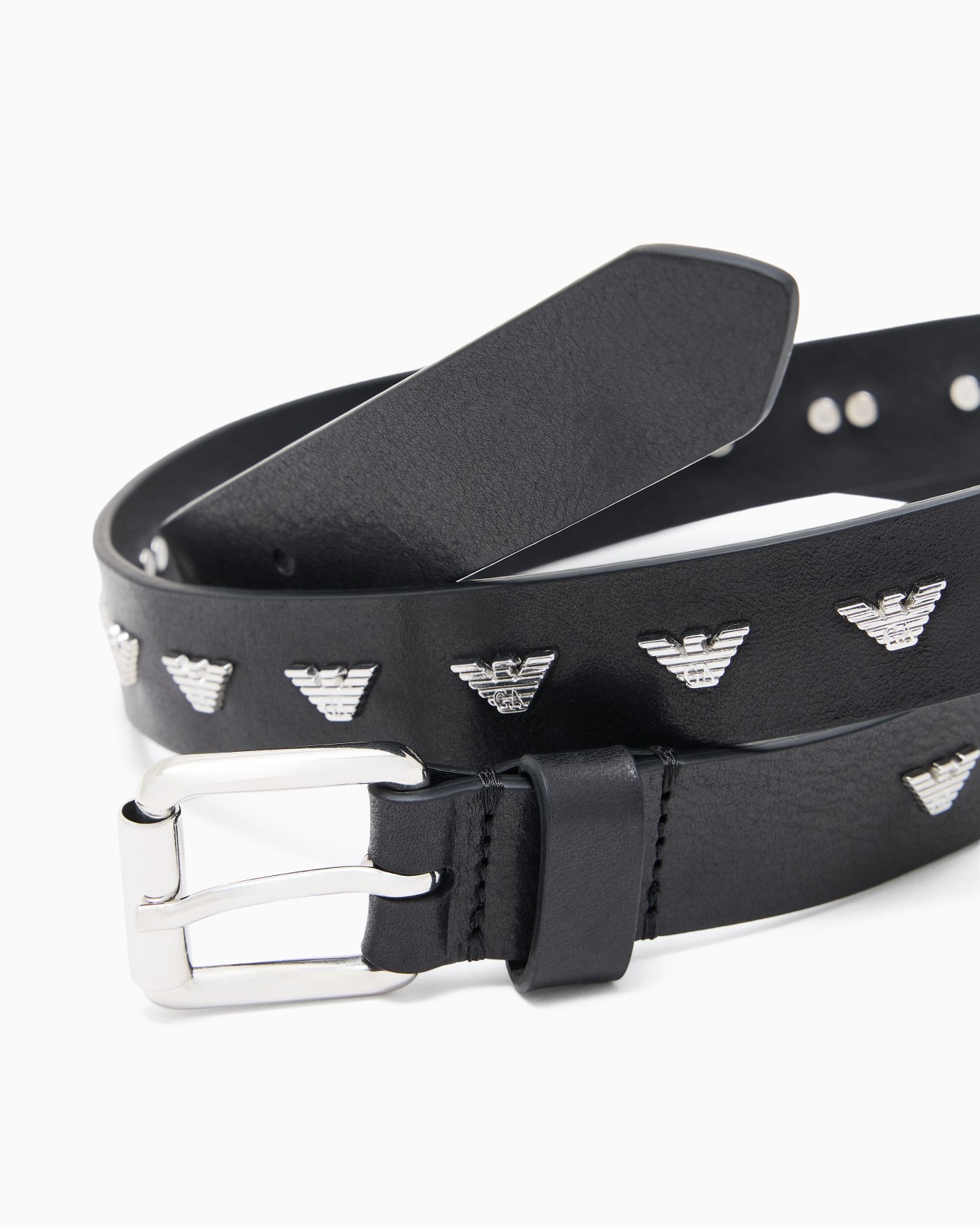 Ceinture en cuir avec micro-aigles en métal Diapositive 1