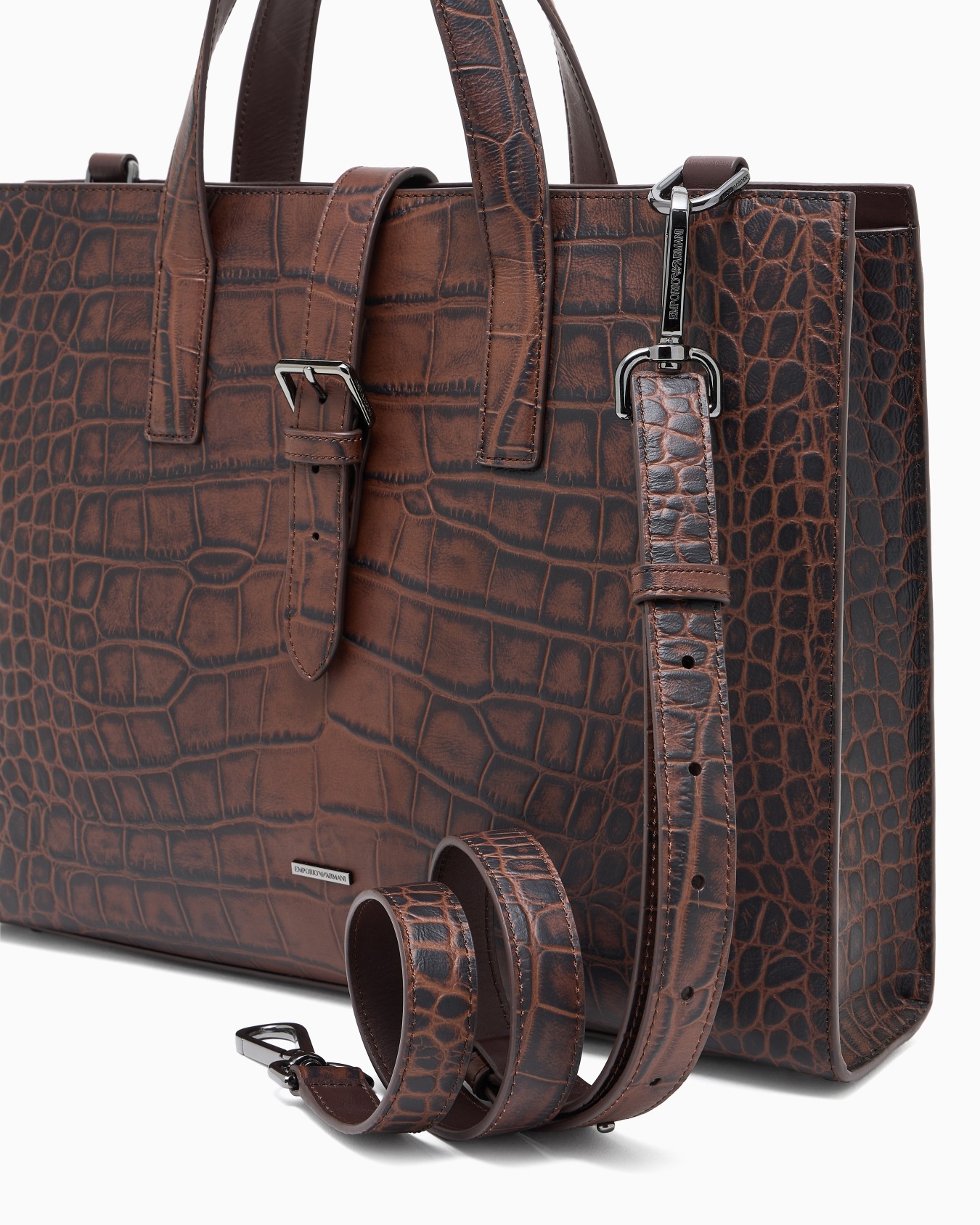Businesstasche aus Leder mit Kroko-Print Folie 4