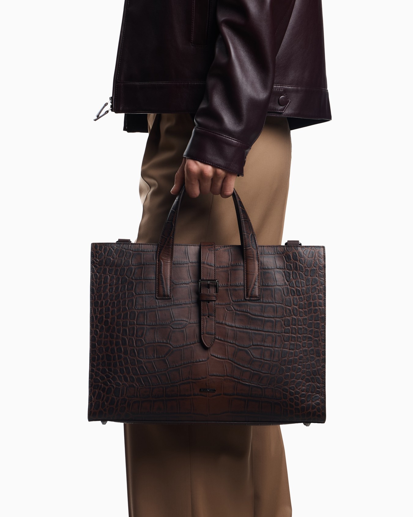 Businesstasche aus Leder mit Kroko-Print Folie 5