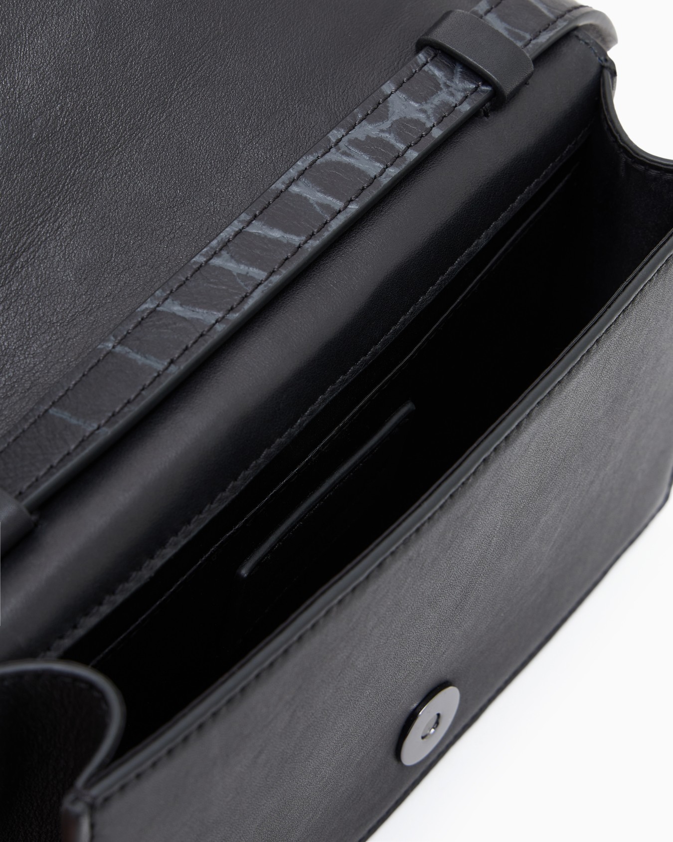 Crocodile-embossed leather tech case with shoulder strap Slide 3