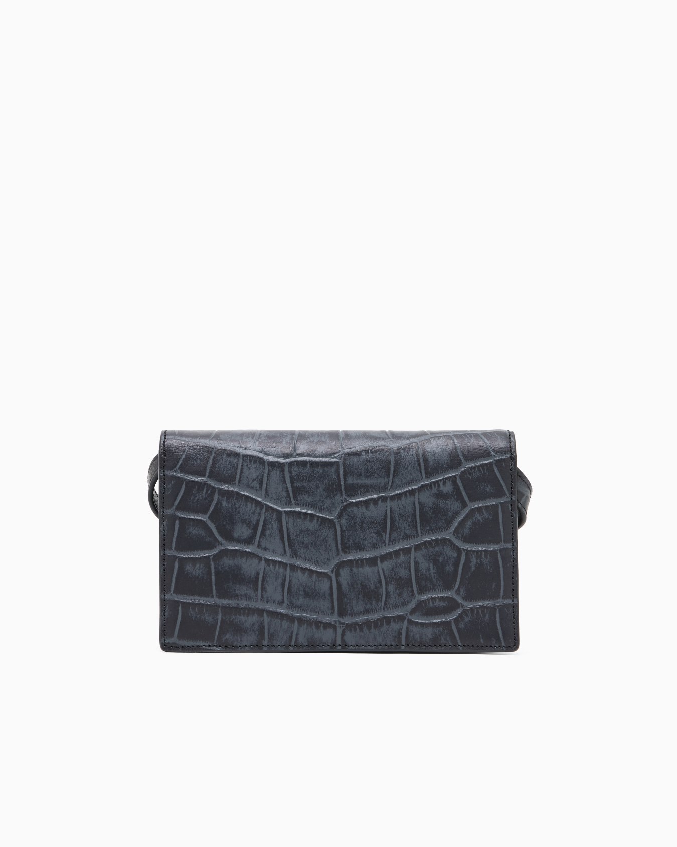 Crocodile-embossed leather tech case with shoulder strap Slide 2