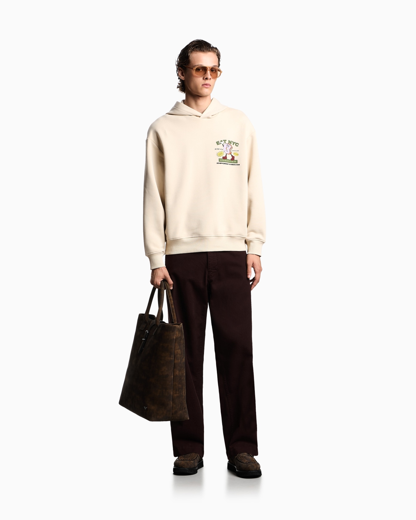 ASV New York Capsule Collection EAT NYC print jersey hooded sweatshirt Slide 1