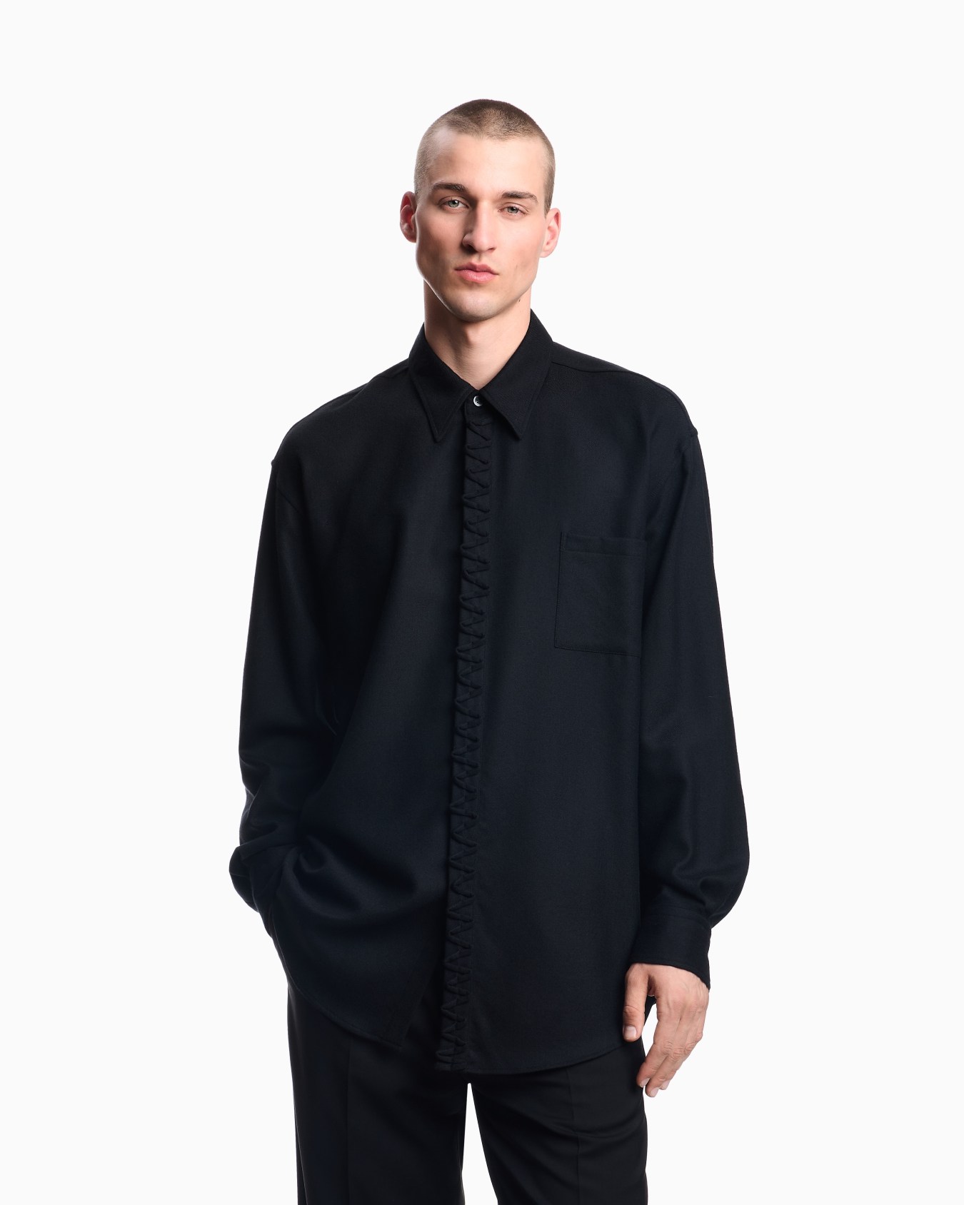 Viyella wool shirt with zig-zag embellishment Slide 3