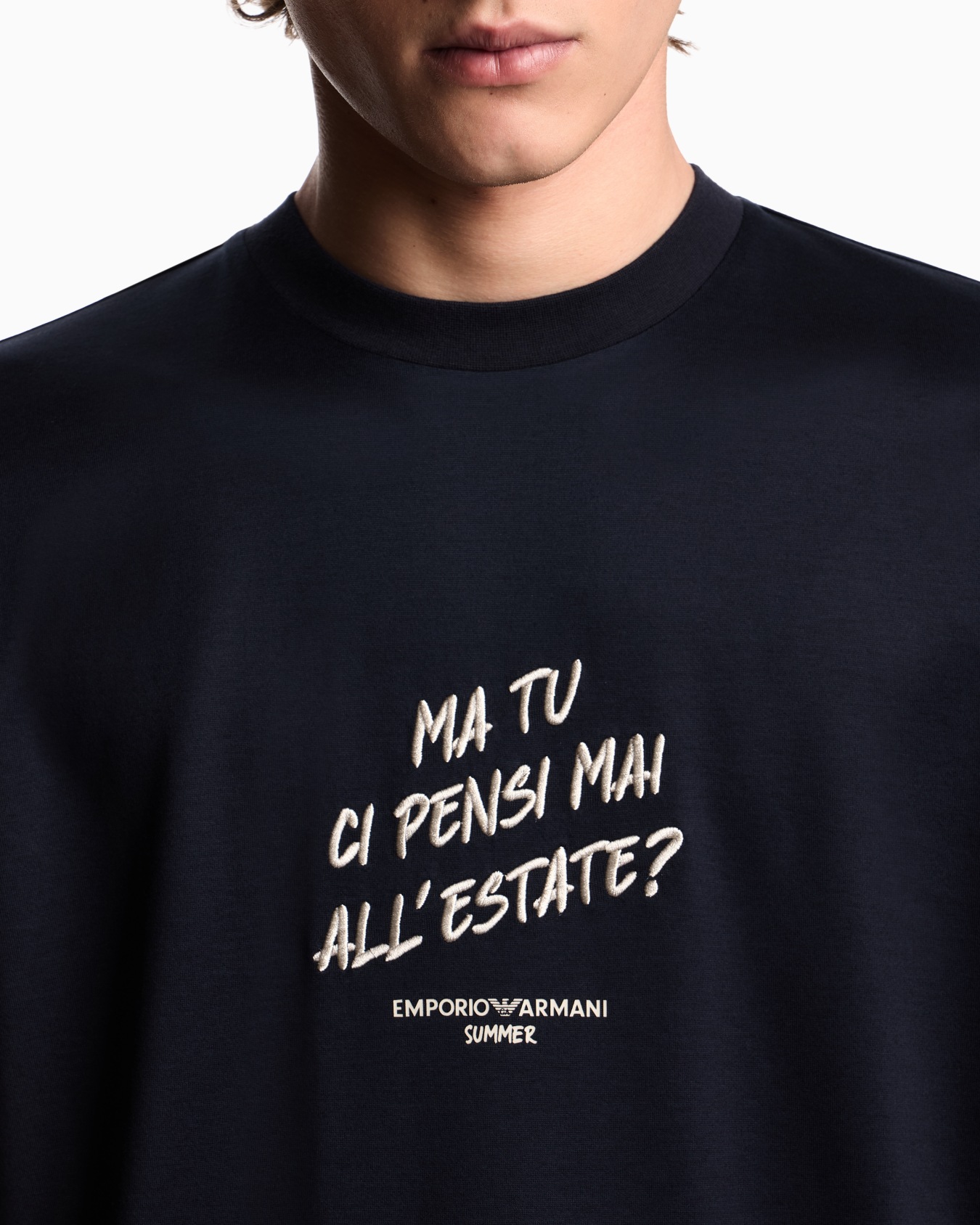 T-shirt in jersey misto lyocell con ricamo frase summer mood ASV Slide 4
