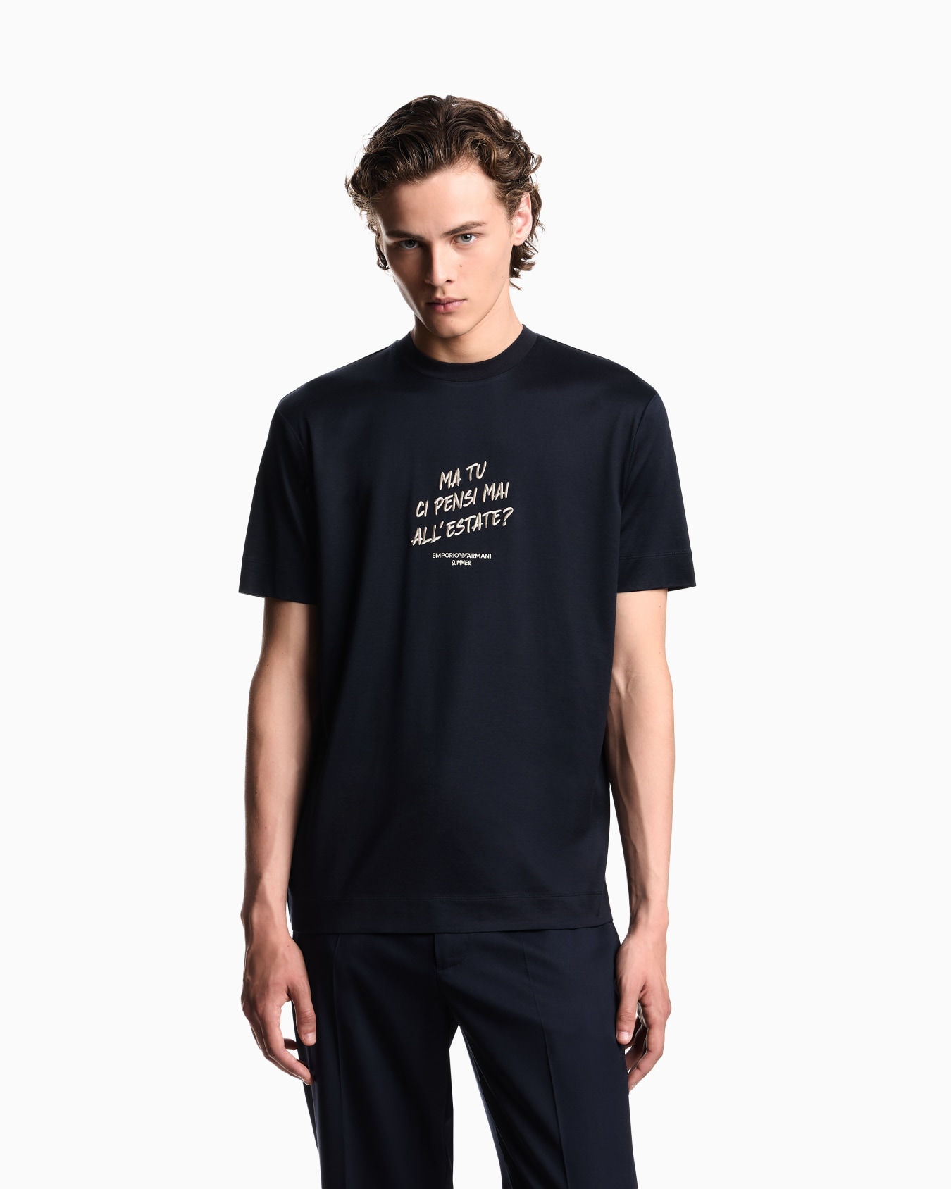 T-shirt in jersey misto lyocell con ricamo frase summer mood ASV Slide 3