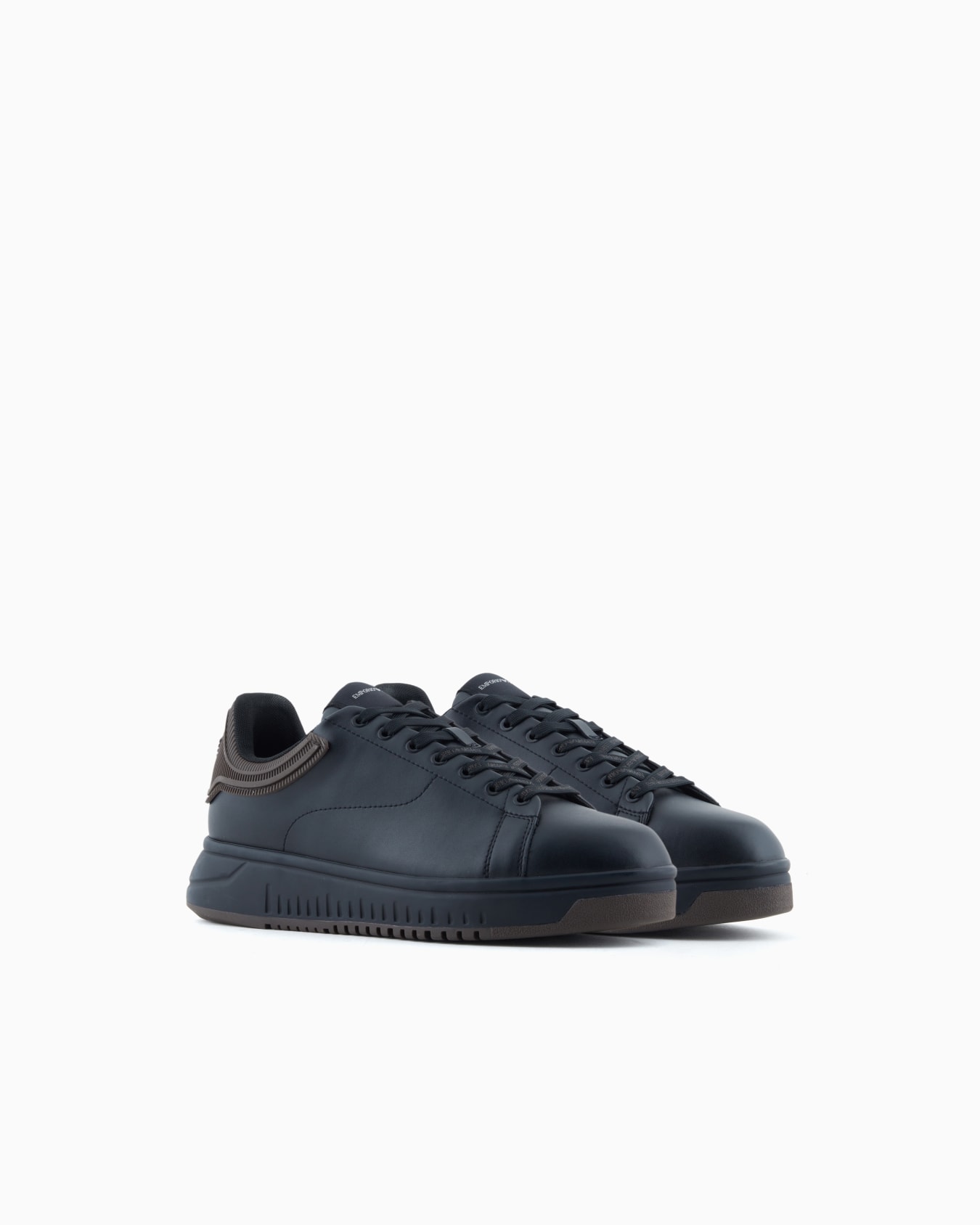 Leather sneakers with rubber back knurled sole Slide 1