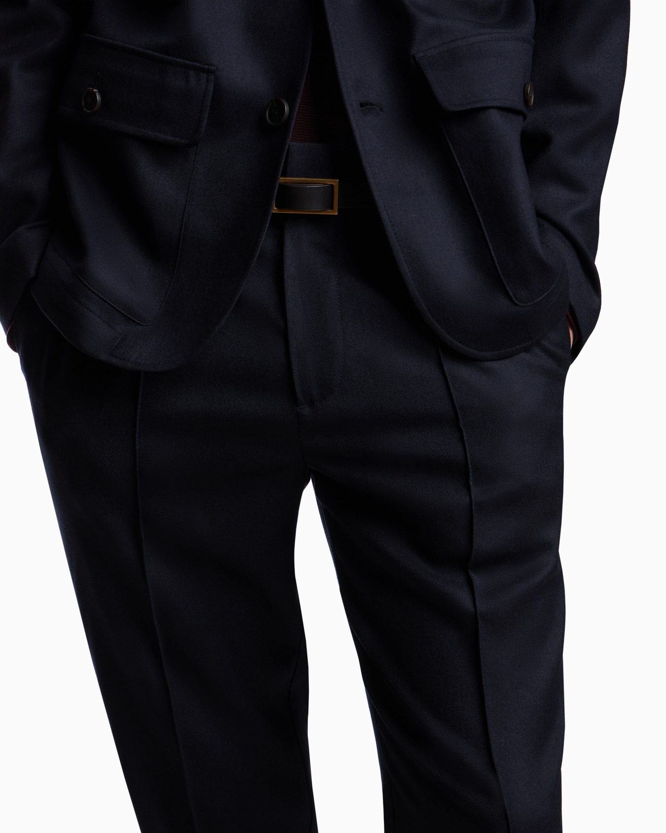 Stretch-twill virgin-wool trousers with ribbing Slide 4