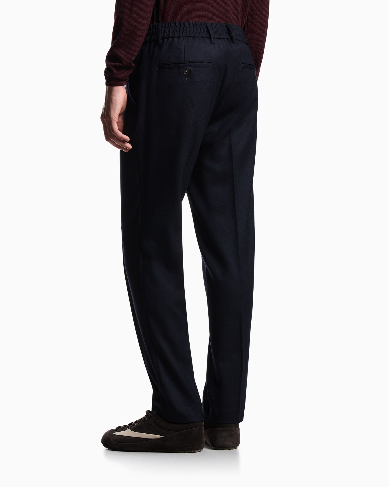 Stretch-twill virgin-wool trousers with ribbing Slide 2