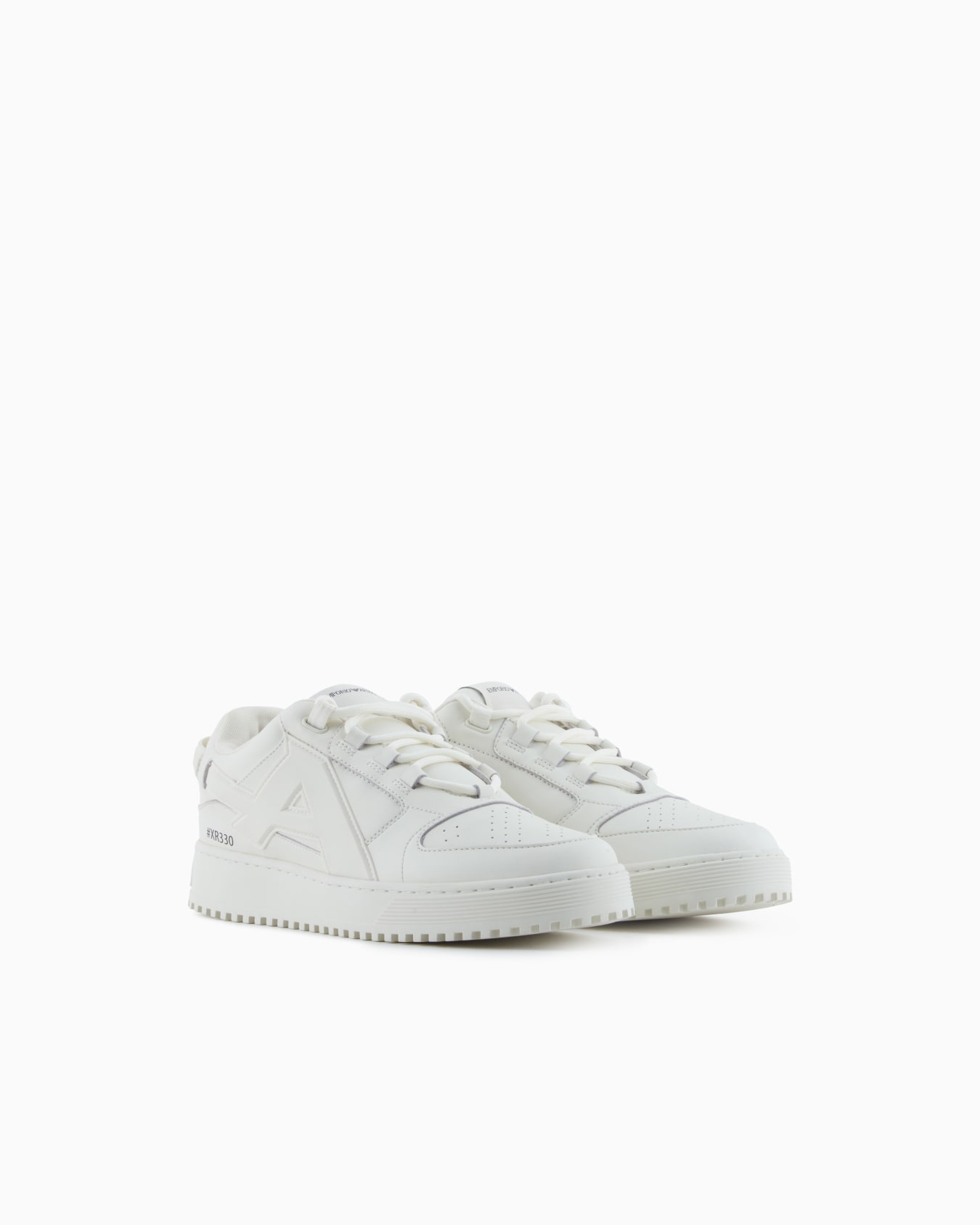 Leather sneakers with oversized EA patch Slide 1