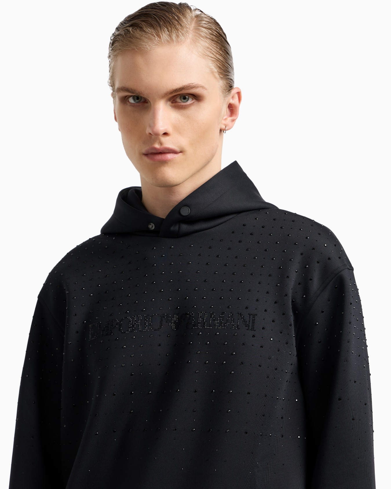 Clubwear double-jersey hooded sweatshirt with rhinestones Slide 5