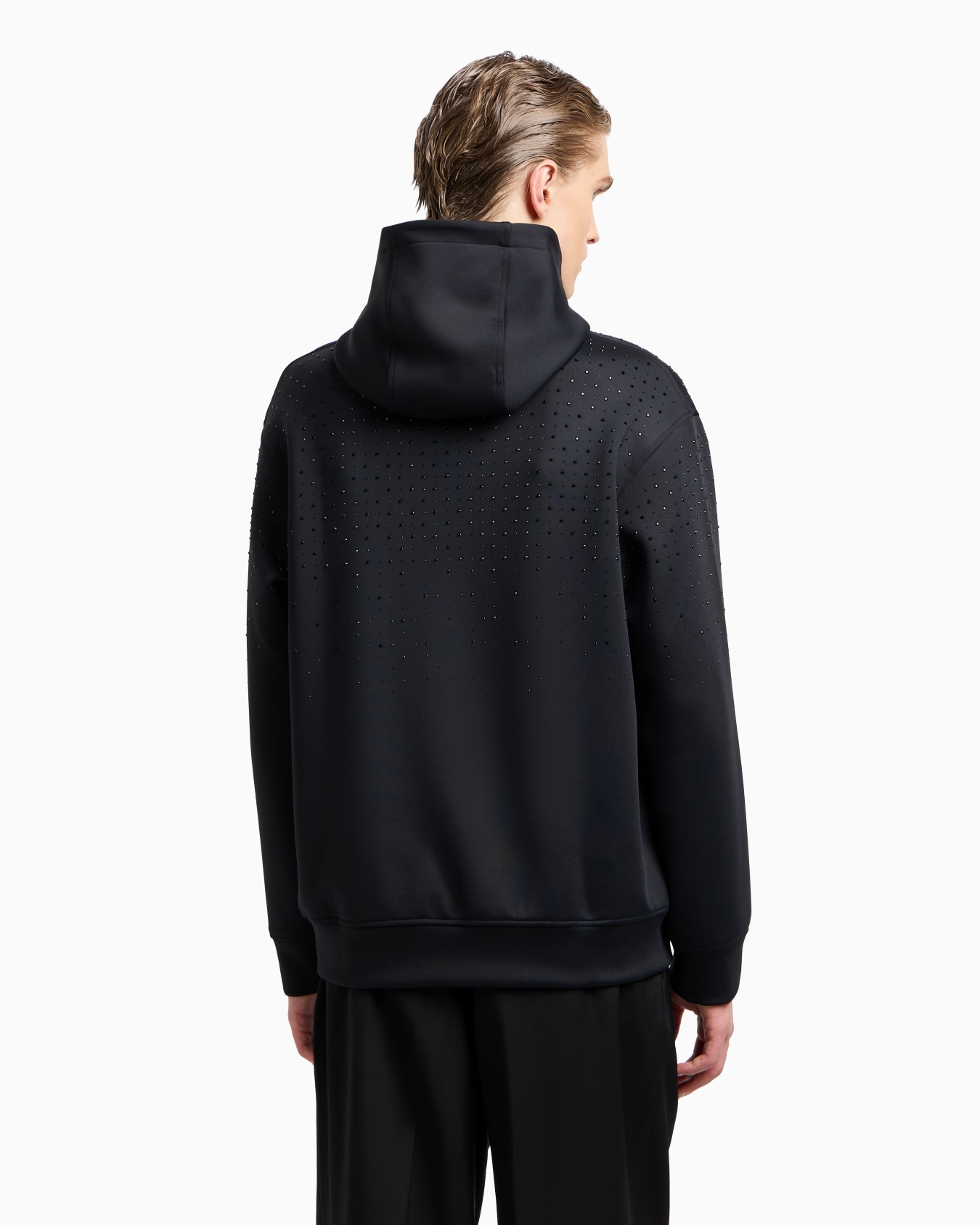 Clubwear double-jersey hooded sweatshirt with rhinestones Slide 3