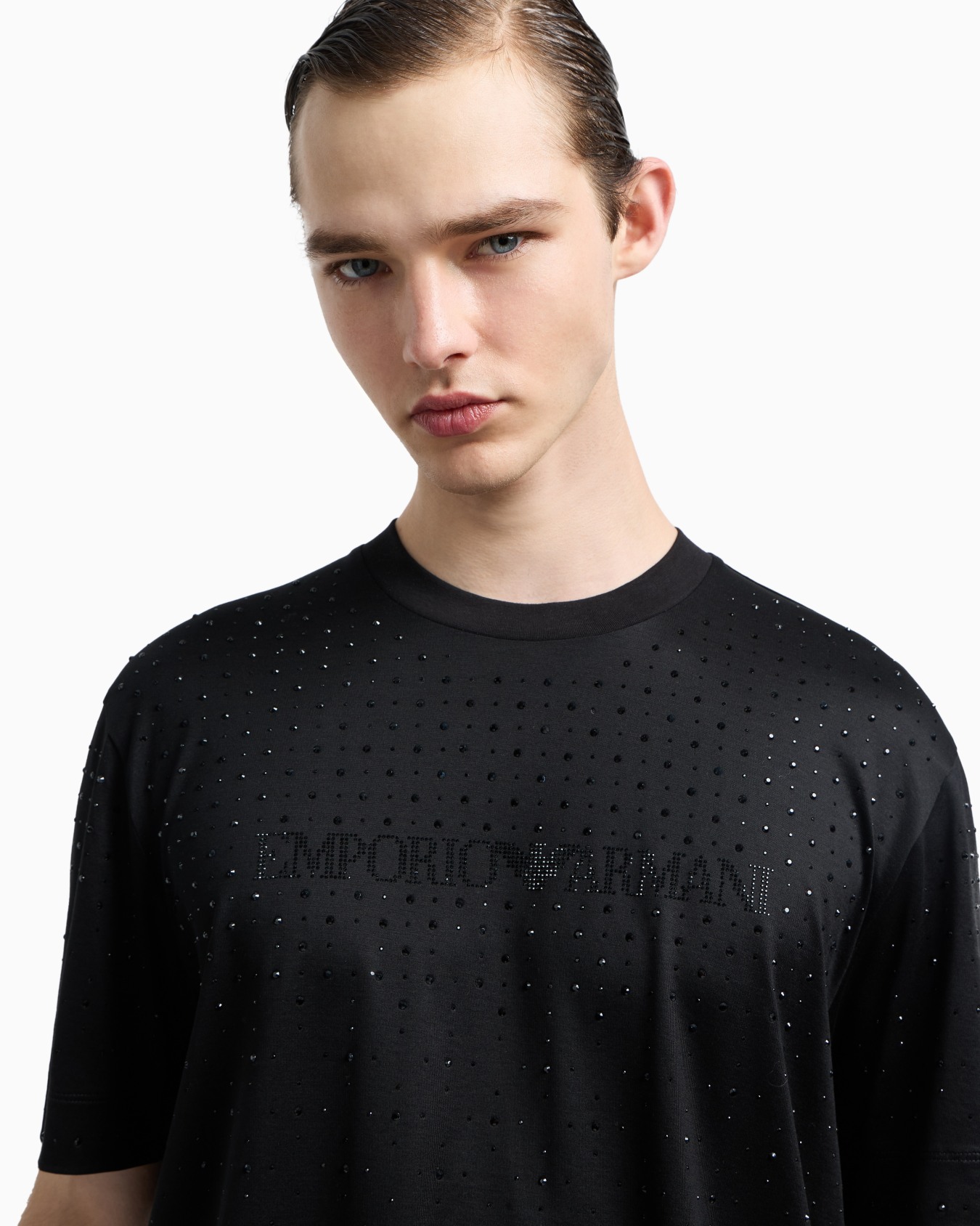 Clubwear T-shirt in a Lyocell blend jersey with rhinestones Slide 4